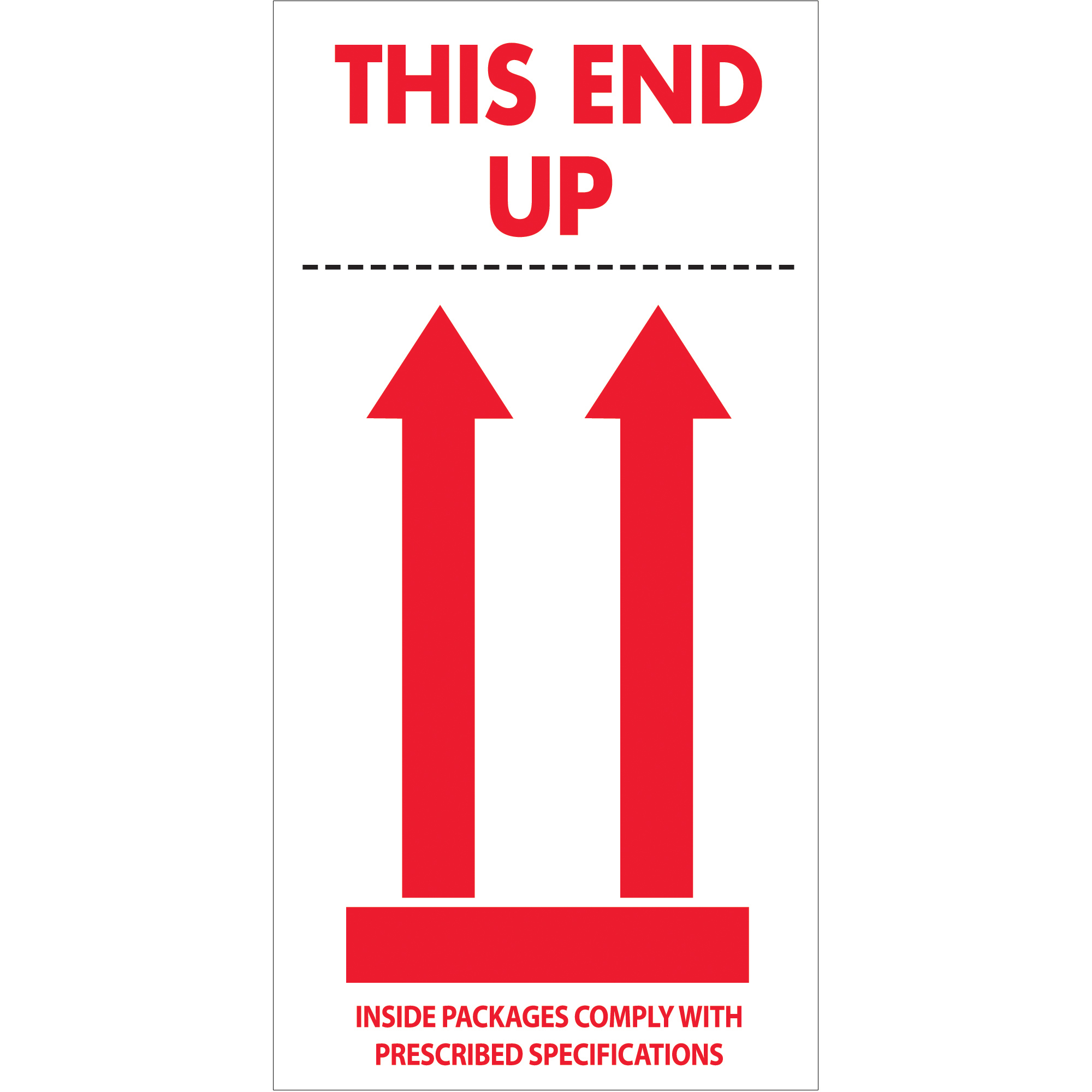 Tape Logic® Labels, "This End Up", 4" x 8", Red/White, 500/Roll