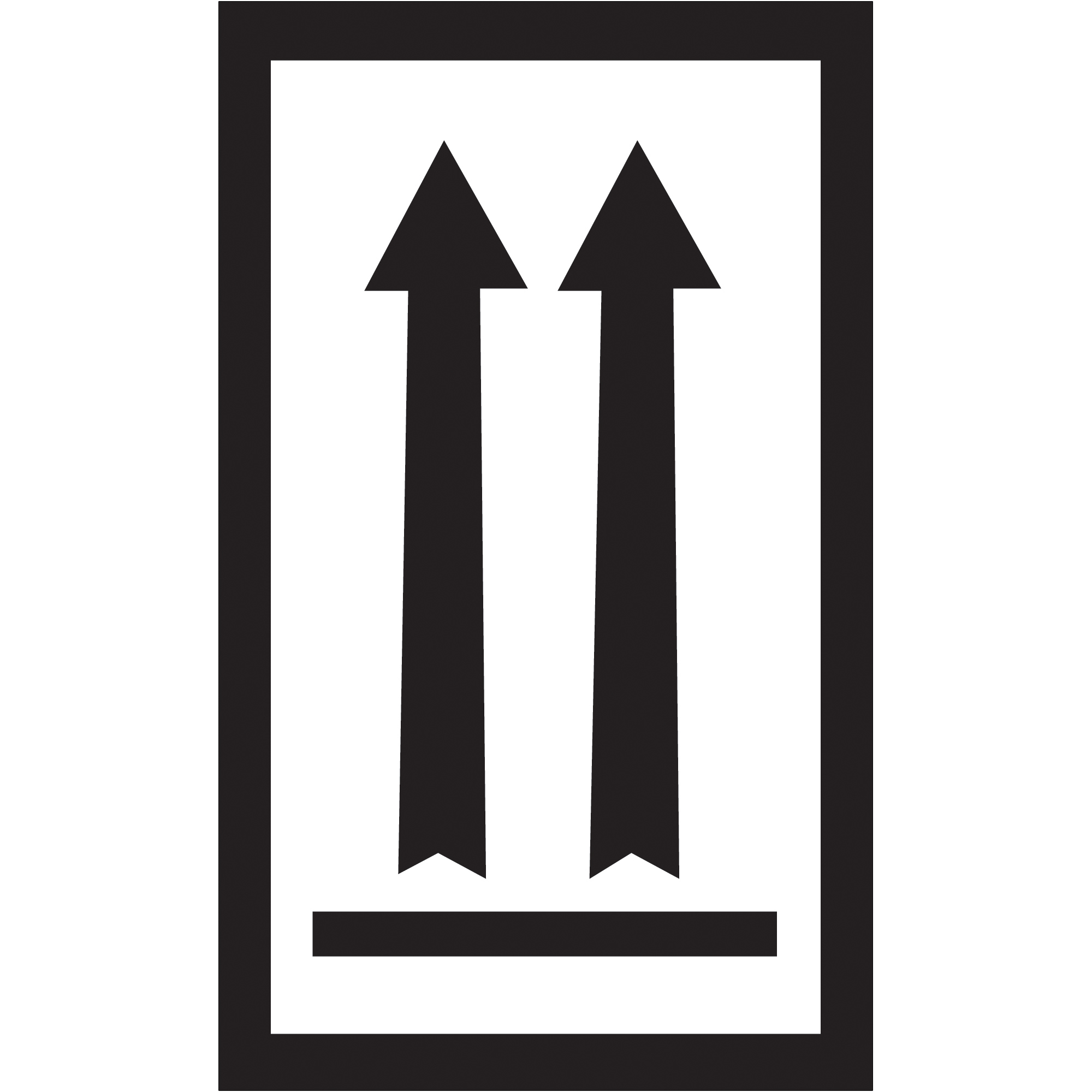 Tape Logic® Labels, "Two Black Arrows Over Black Bar, 3" x 5", Black/White, 500/Roll