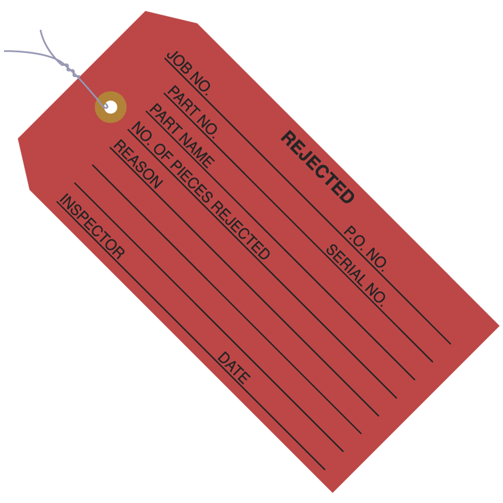 Inspection Tags, Pre-Wired, "Rejected", 4 3/4" x 2 3/8", Red, 1000/Case