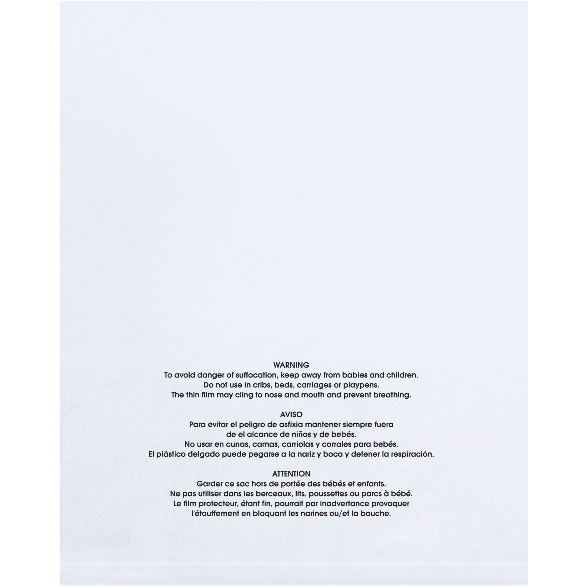 Flat Suffocation Warning Bags, 1 Mil, 12" x 18", Clear, 1000/Case