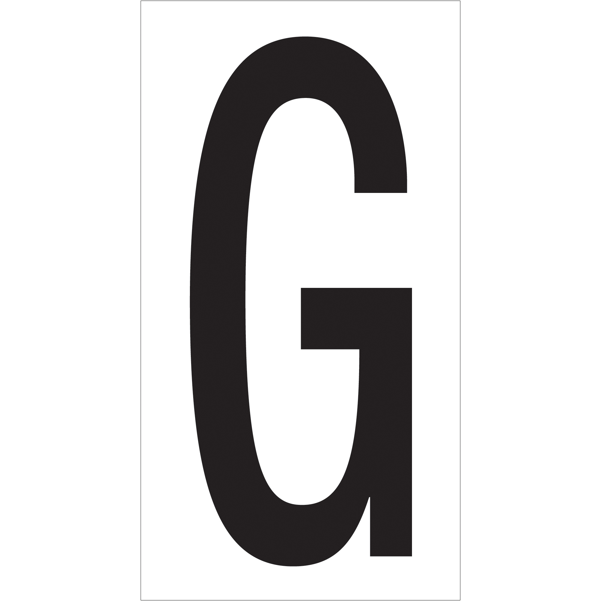 Vinyl Warehouse Letter Labels, "G", 3 1/2", Black/White, 50/Case
