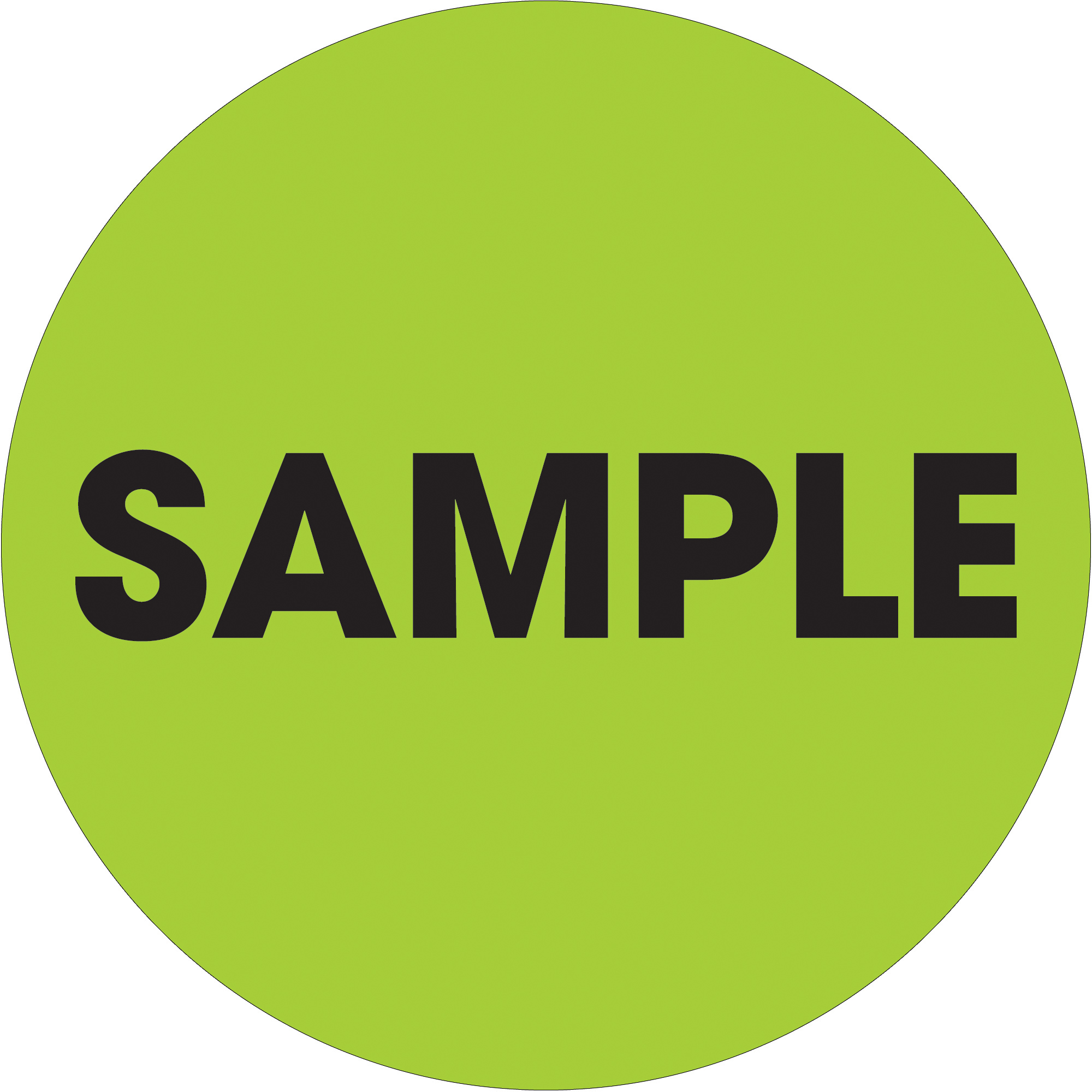 Tape Logic® Labels, "Sample", 2" Circle, Fluorescent Green, 500/Roll