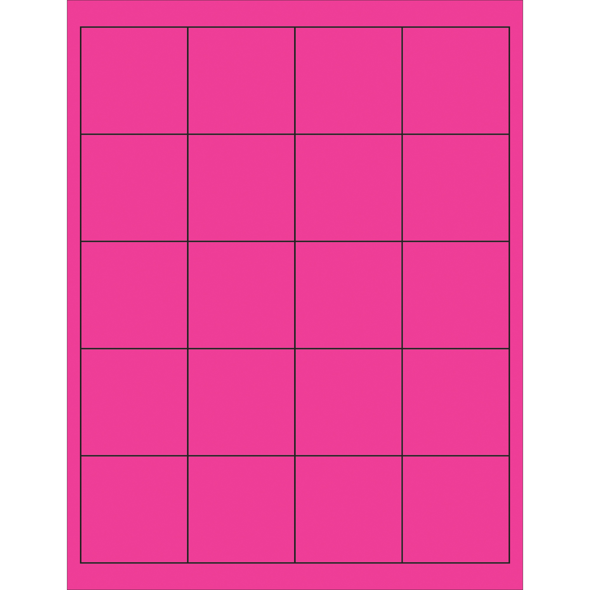 Tape Logic® Rectangle Laser Labels, 2" x 2", Fluorescent Pink, 2000/Case