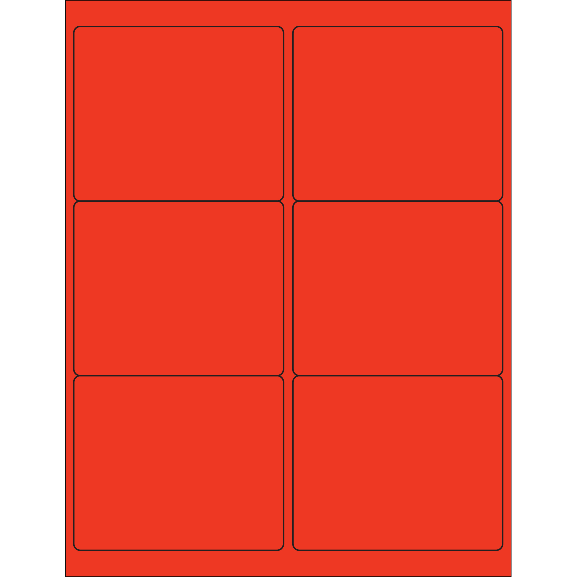 4 x 3 1/3" Red Rectangle Laser Labels 100 SHEETS
