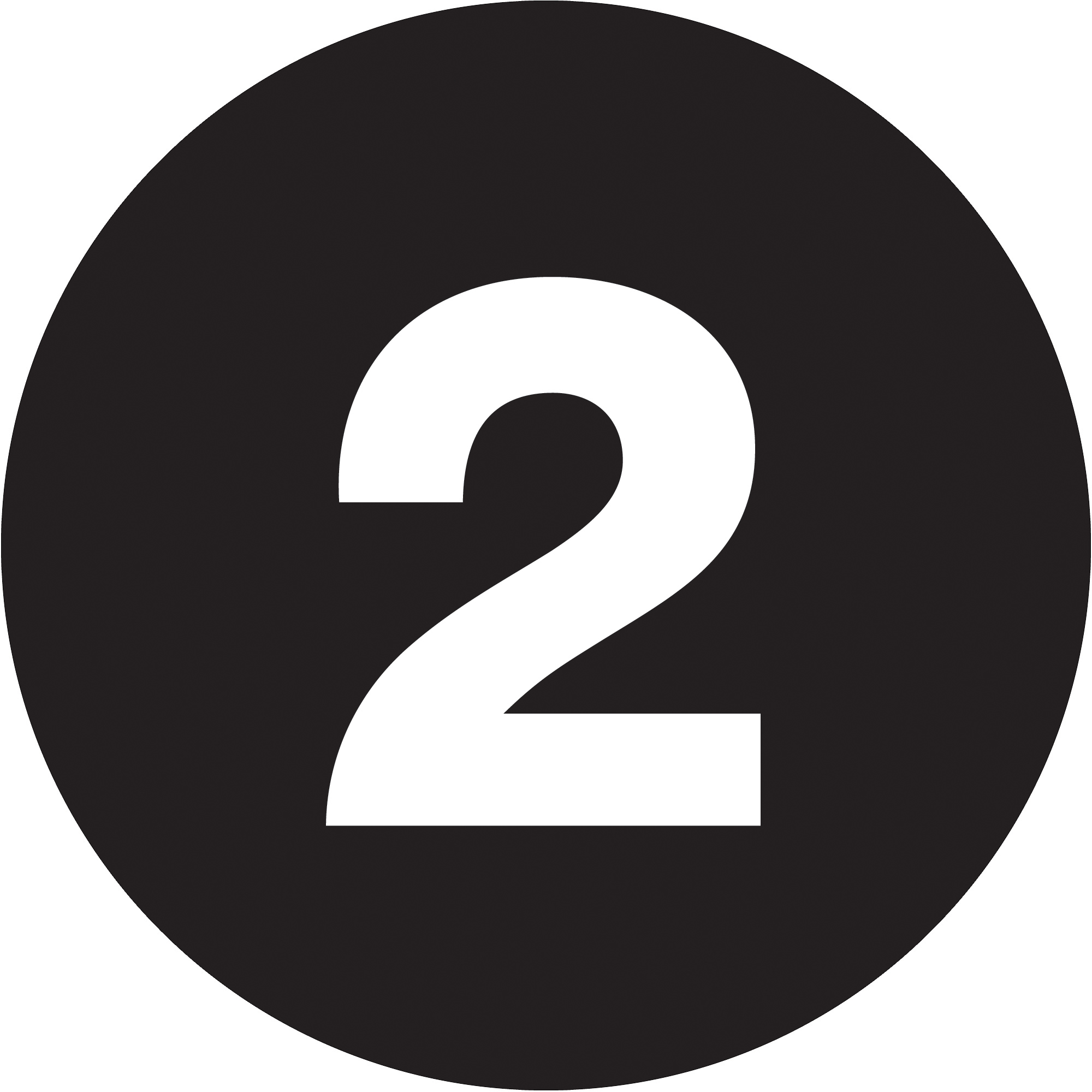 Tape Logic® Number Labels, "2", 4" Circle, Black, 500/Roll
