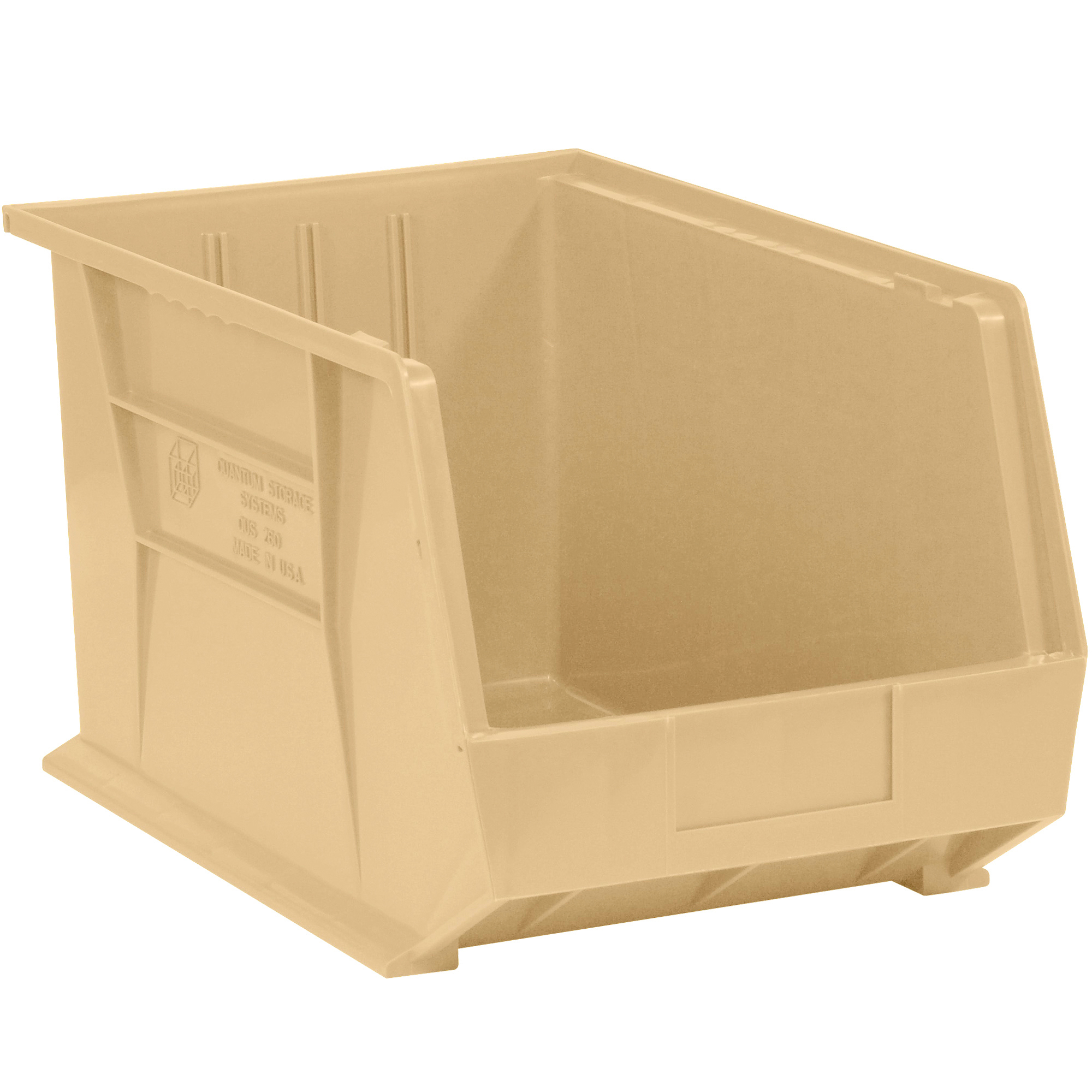 Plastic Stack & Hang Bin Boxes, 18" x 11" x 10", Ivory, 4/Case