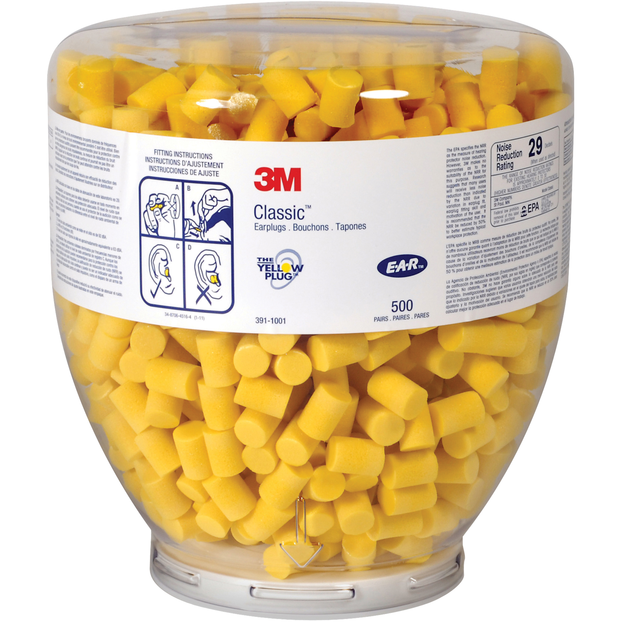 E-A-R™ Classic™ Earplugs Refill, Yellow, 500/Case