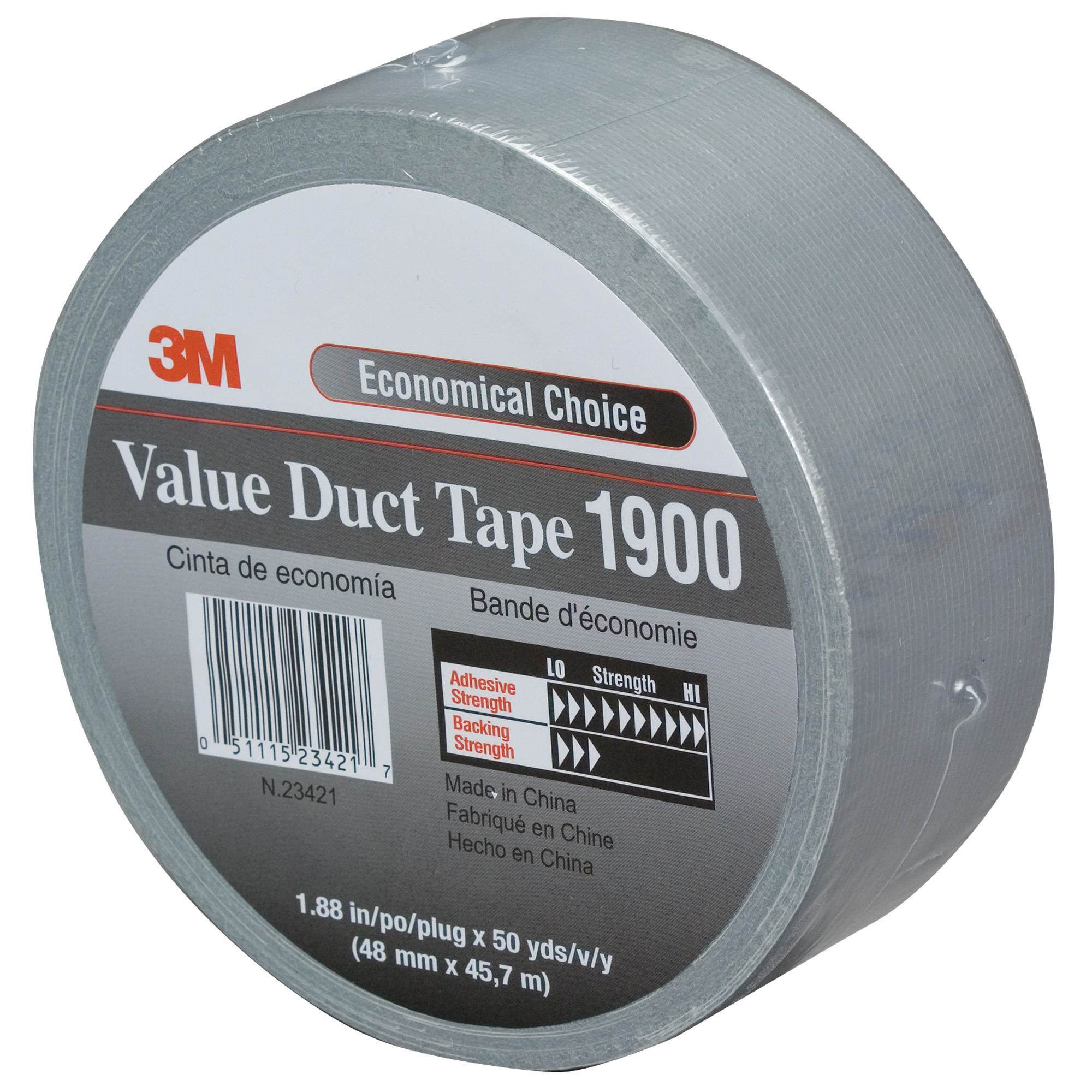 3M™ 1900 Duct Tape, 5.8 Mil, 2" x 50 yds., Silver, 24/Case