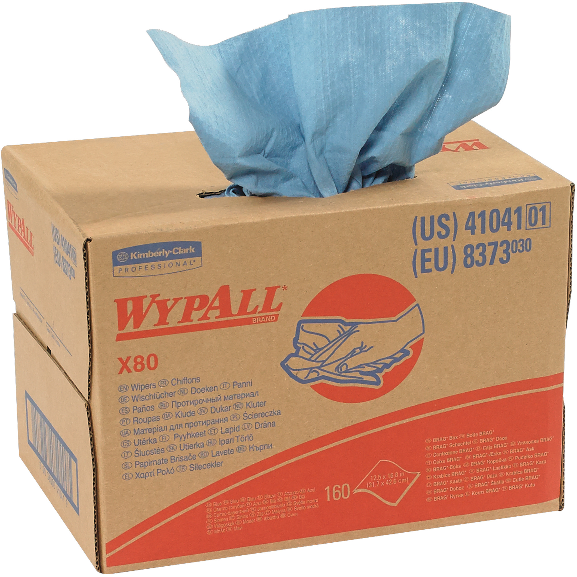WypALL® X80 Shop Pro Wipers Dispenser Box, Blue, 160/Case