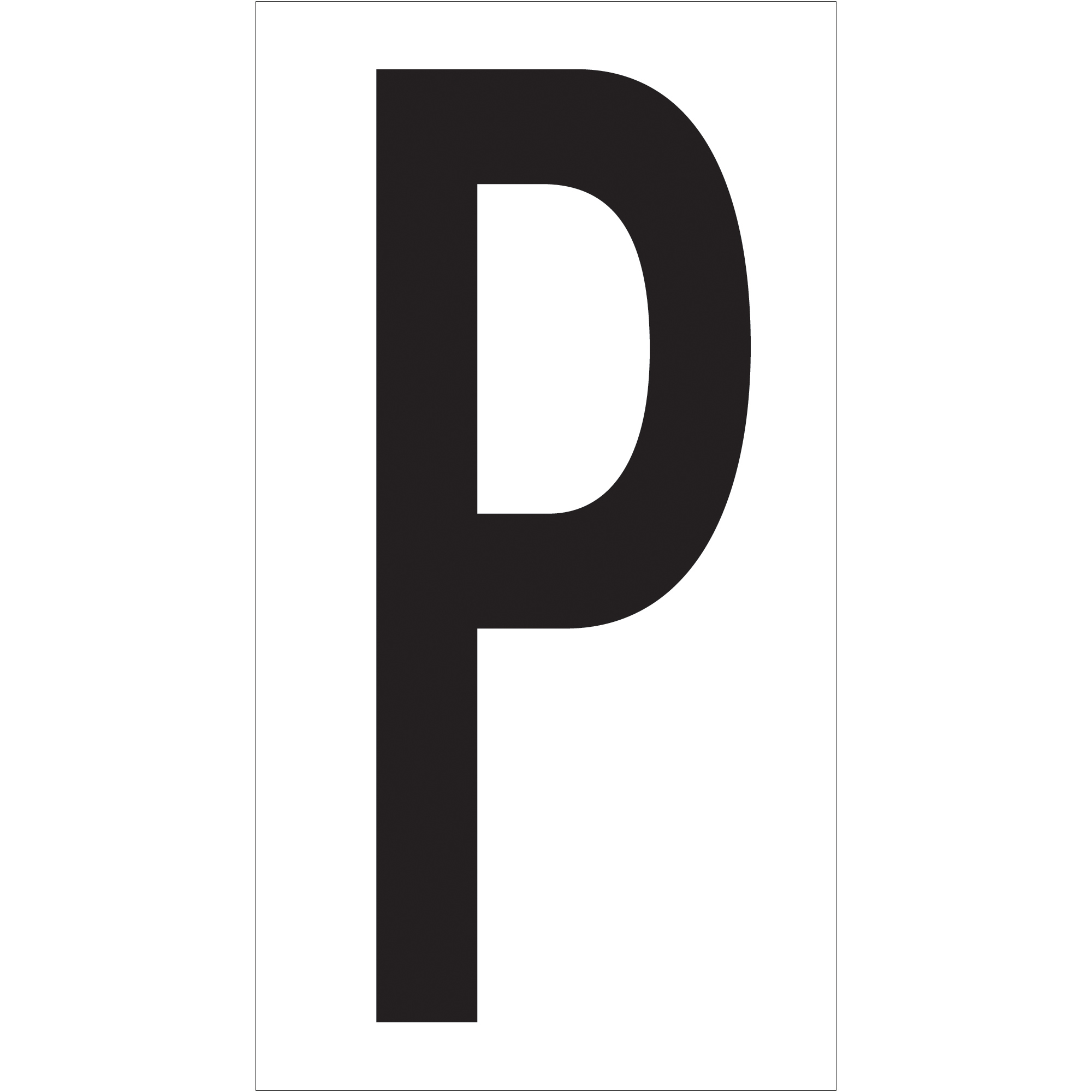 Vinyl Warehouse Letter Labels, "P", 3 1/2", Black/White, 50/Case