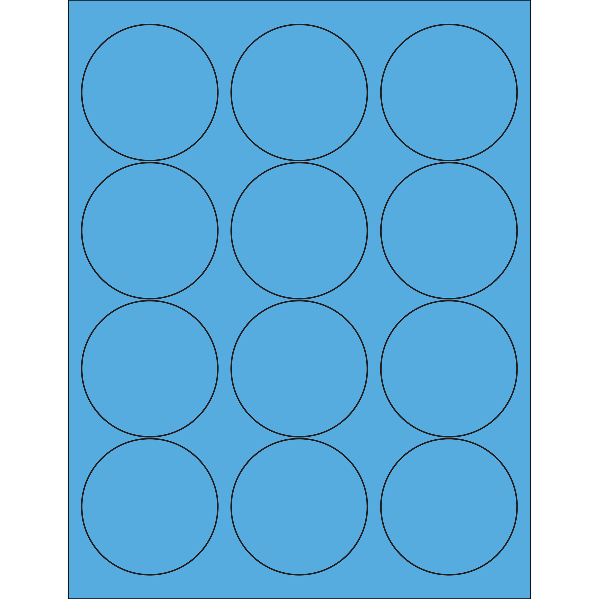 2 1/2" Fluorescent Blue Circle Laser Labels 100 SHEETS