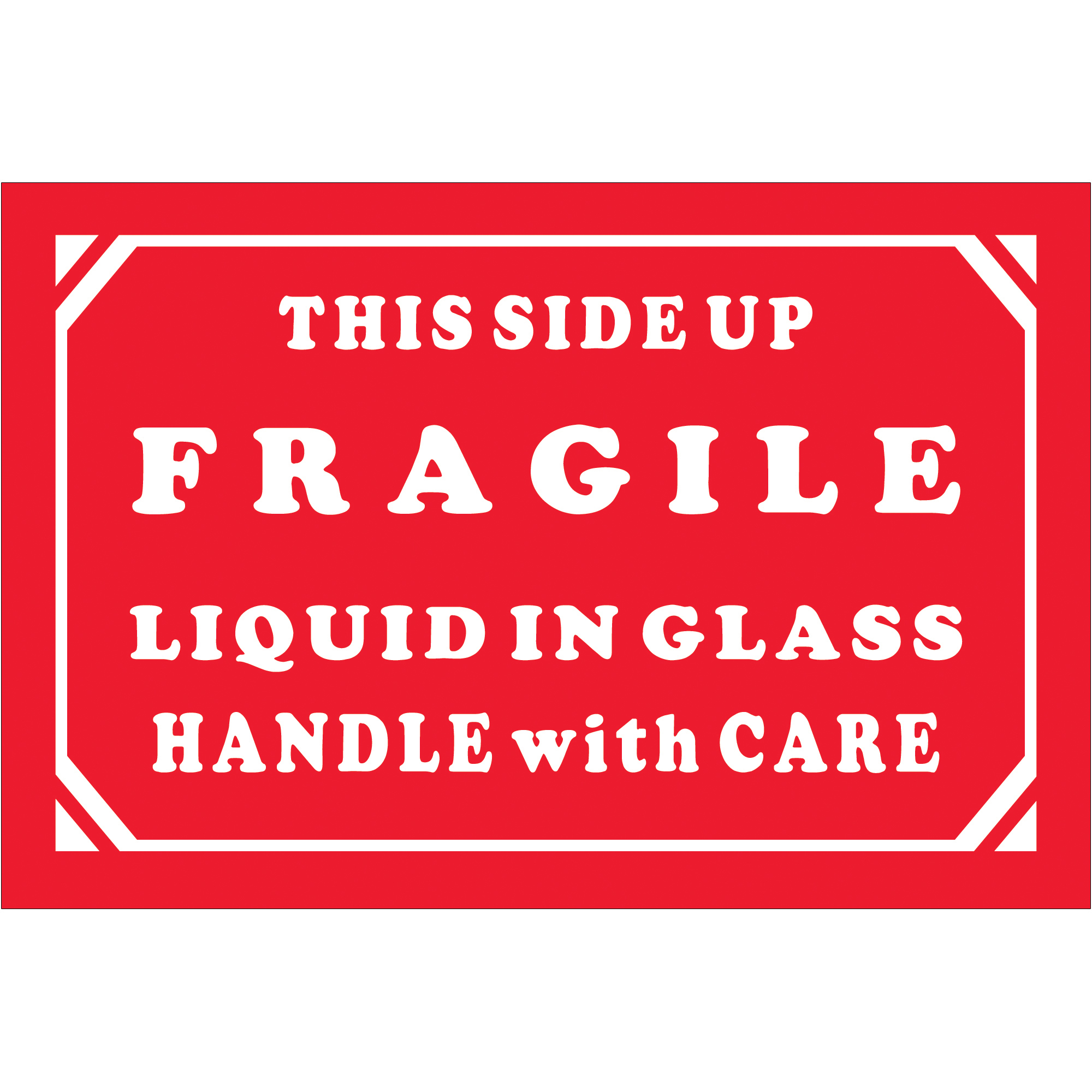 Tape Logic® Labels, "Fragile - Liquid In Glass - Handle With Care, 2" x 3", Red/White, 500/Roll