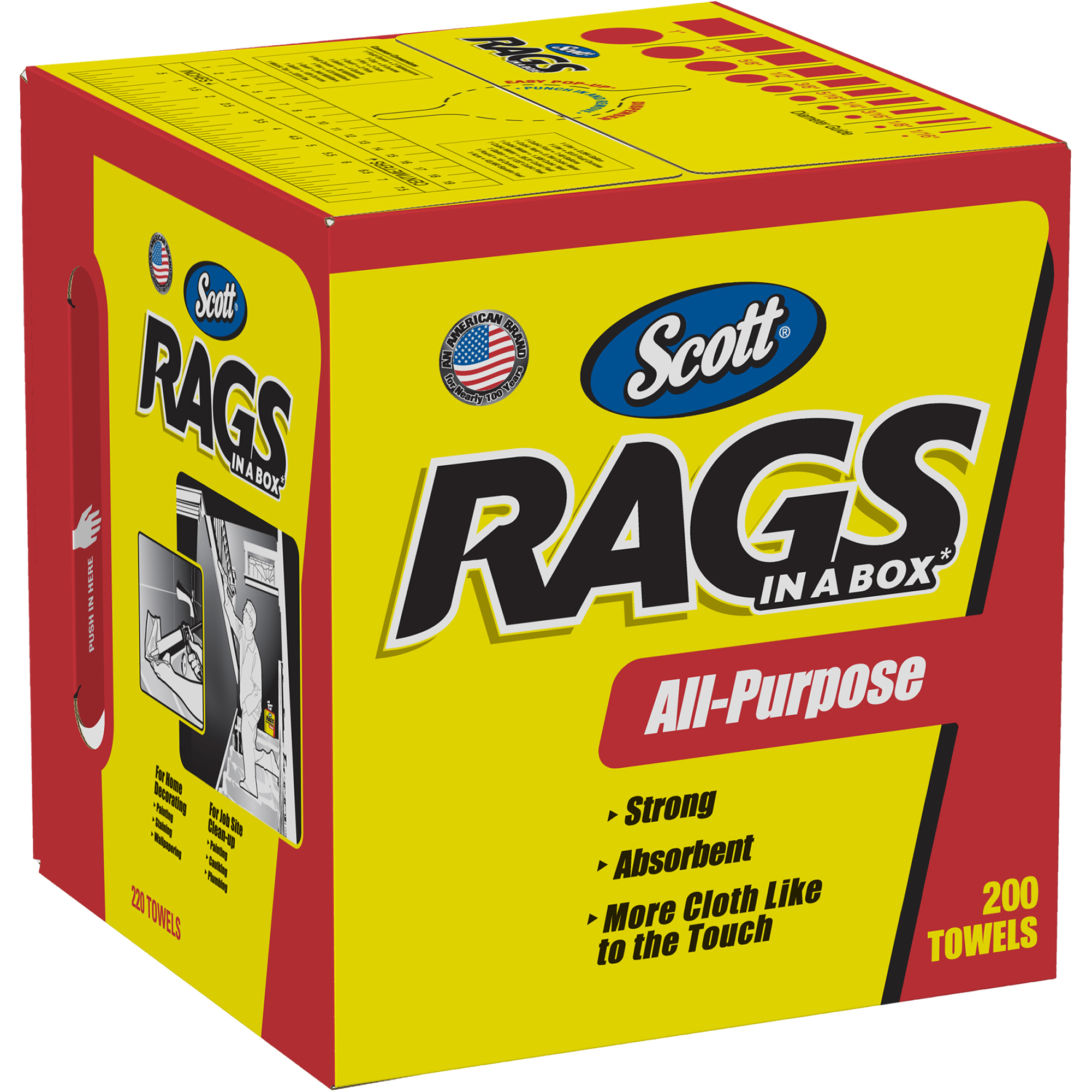 Scott® Rags In A Box, 10" x 12", White, 200/Box, 2 Boxes/Case