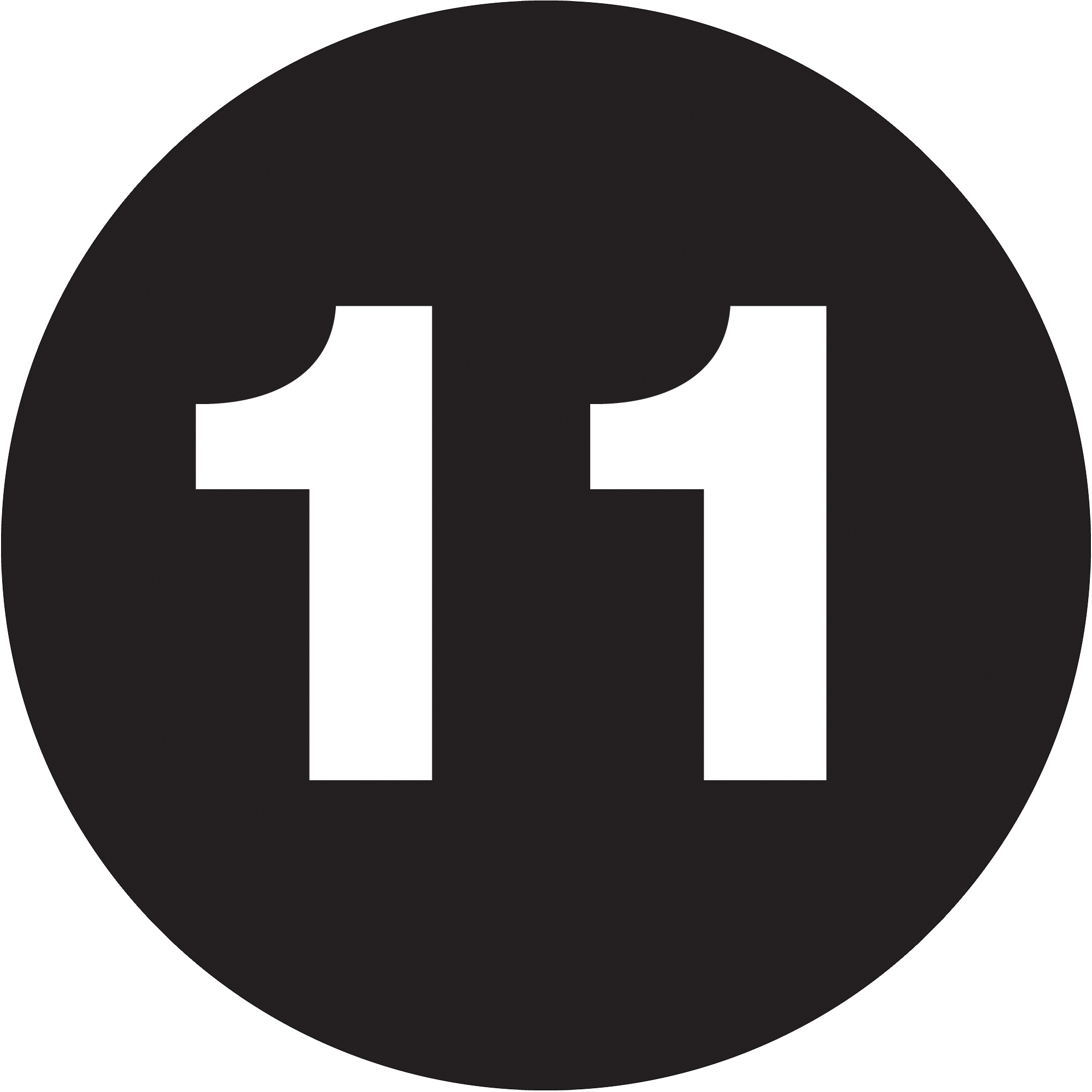 Tape Logic® Number Labels, "11", 3" Circle, Black, 500/Roll