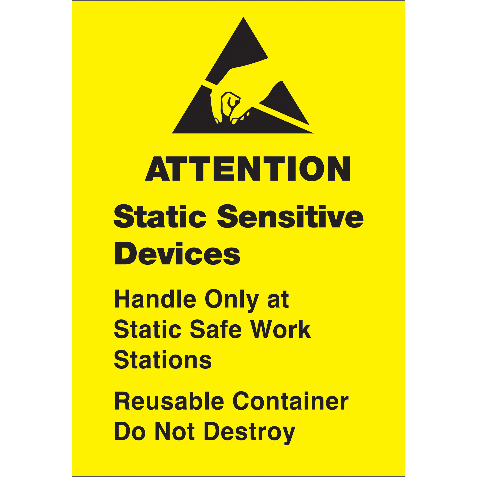 Tape Logic® Labels, "Static Sensitive Devices", 1 3/4" x 2 1/2", Black/Yellow, 500/Roll