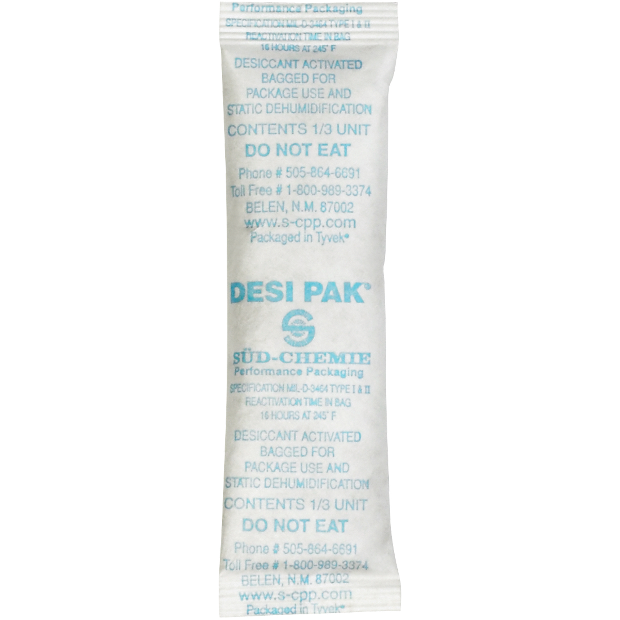 Tyvek® Clay Desiccants, 5 Gallon Pail, 1" x 3 1/2" x 1/4", White, 700/Case