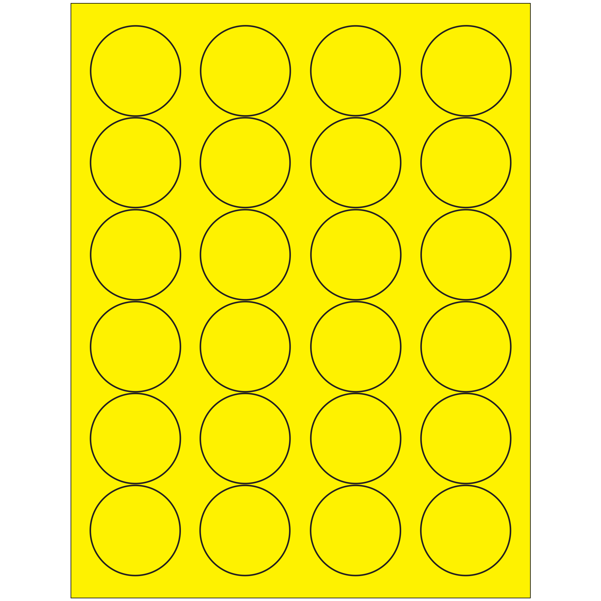Tape Logic® Fluorescent Circle Laser Labels, 1 2/3", Fluorescent Yellow, 2400/Case