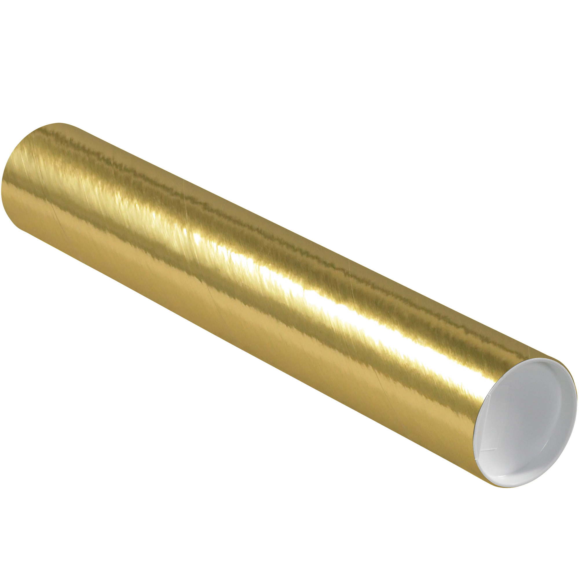 Mailing Tubes with Caps, 3" x 18", Gold, 24/Case