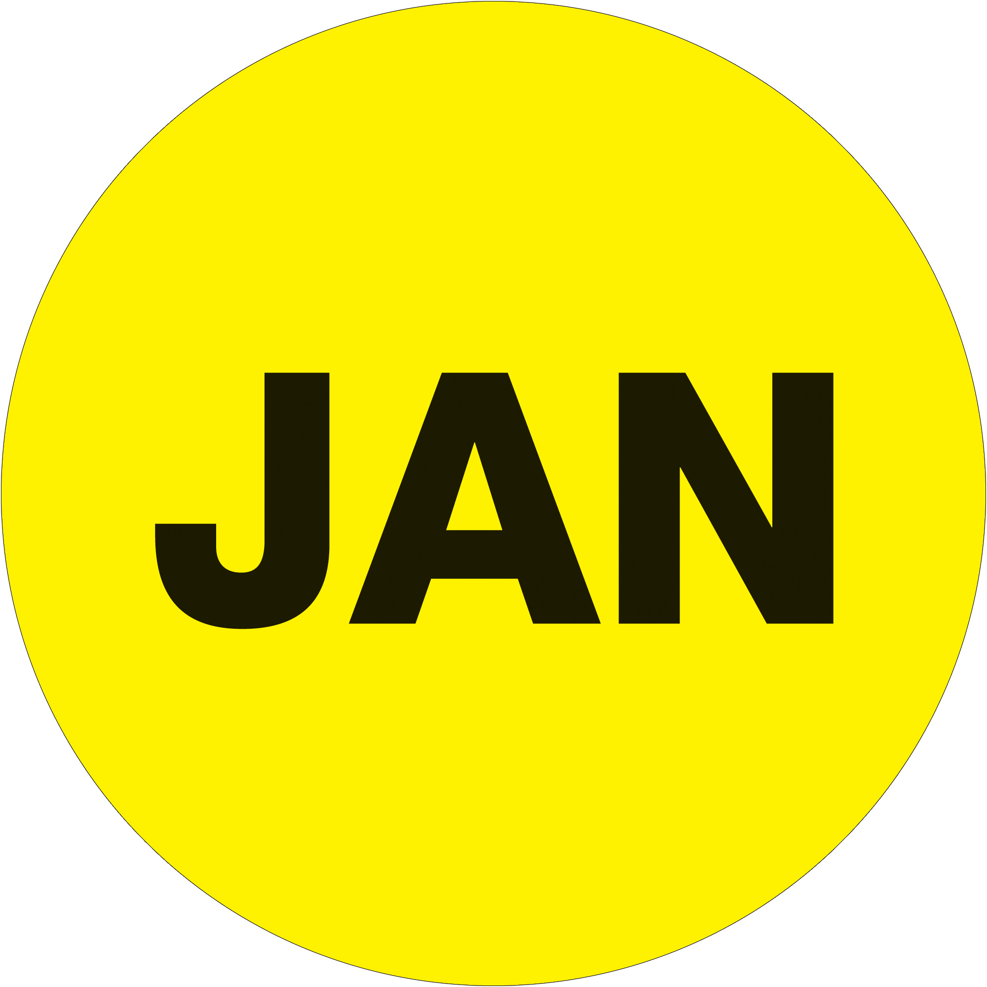 Tape Logic® Months of the Year Labels, "JAN", 1" Circle, Fluorescent Yellow, 500/Roll