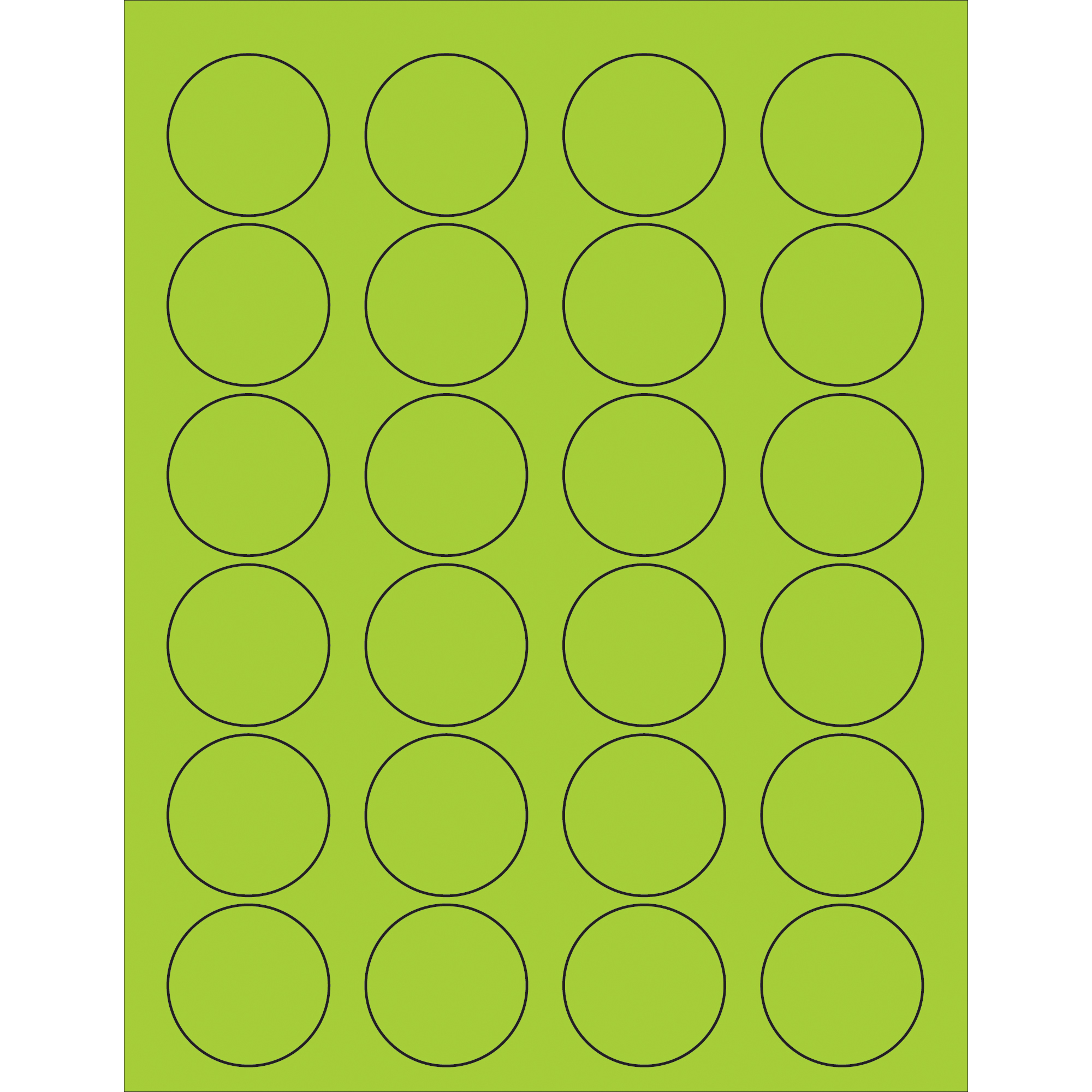 Tape Logic® Circle Laser Labels, 1 5/8", Fluorescent Green, 2400/Case