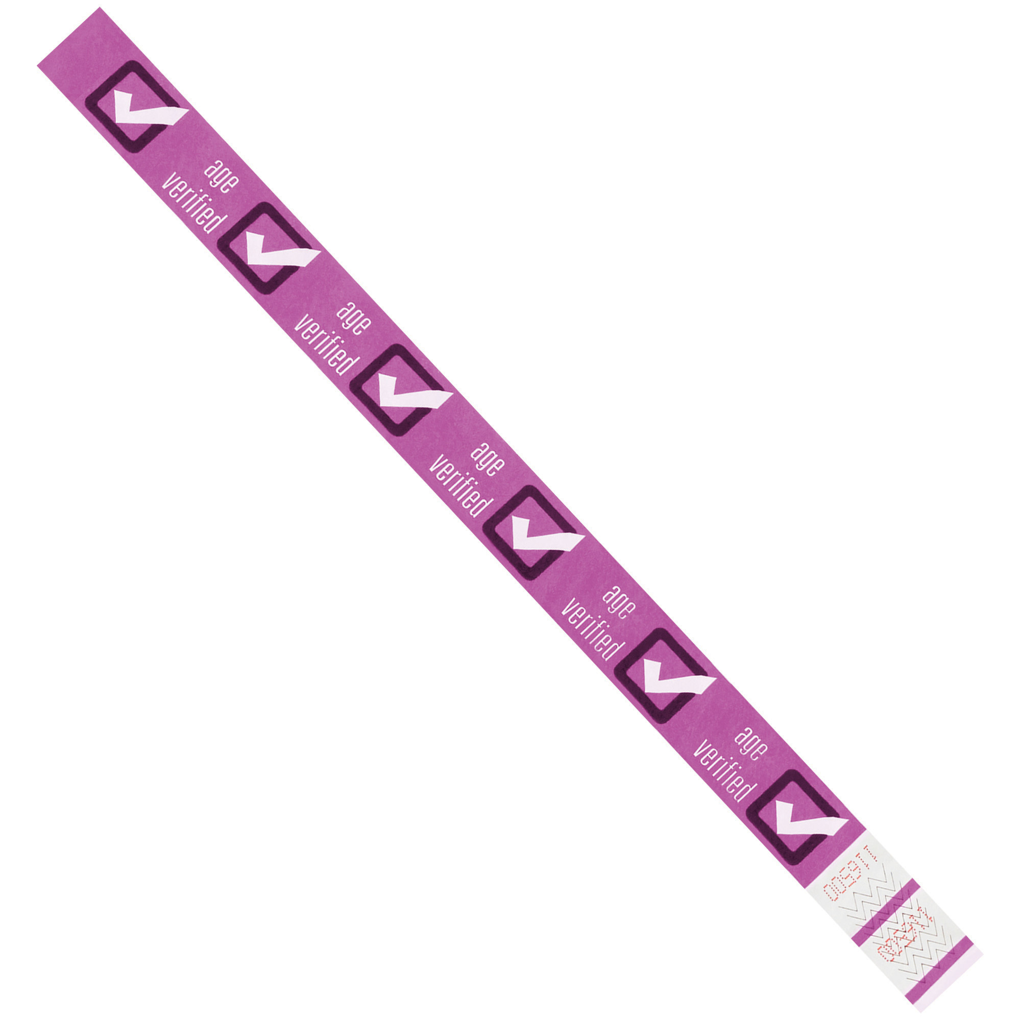 Tyvek® Wristbands, 3/4" x 10", Purple "Age Verified", 500/Case