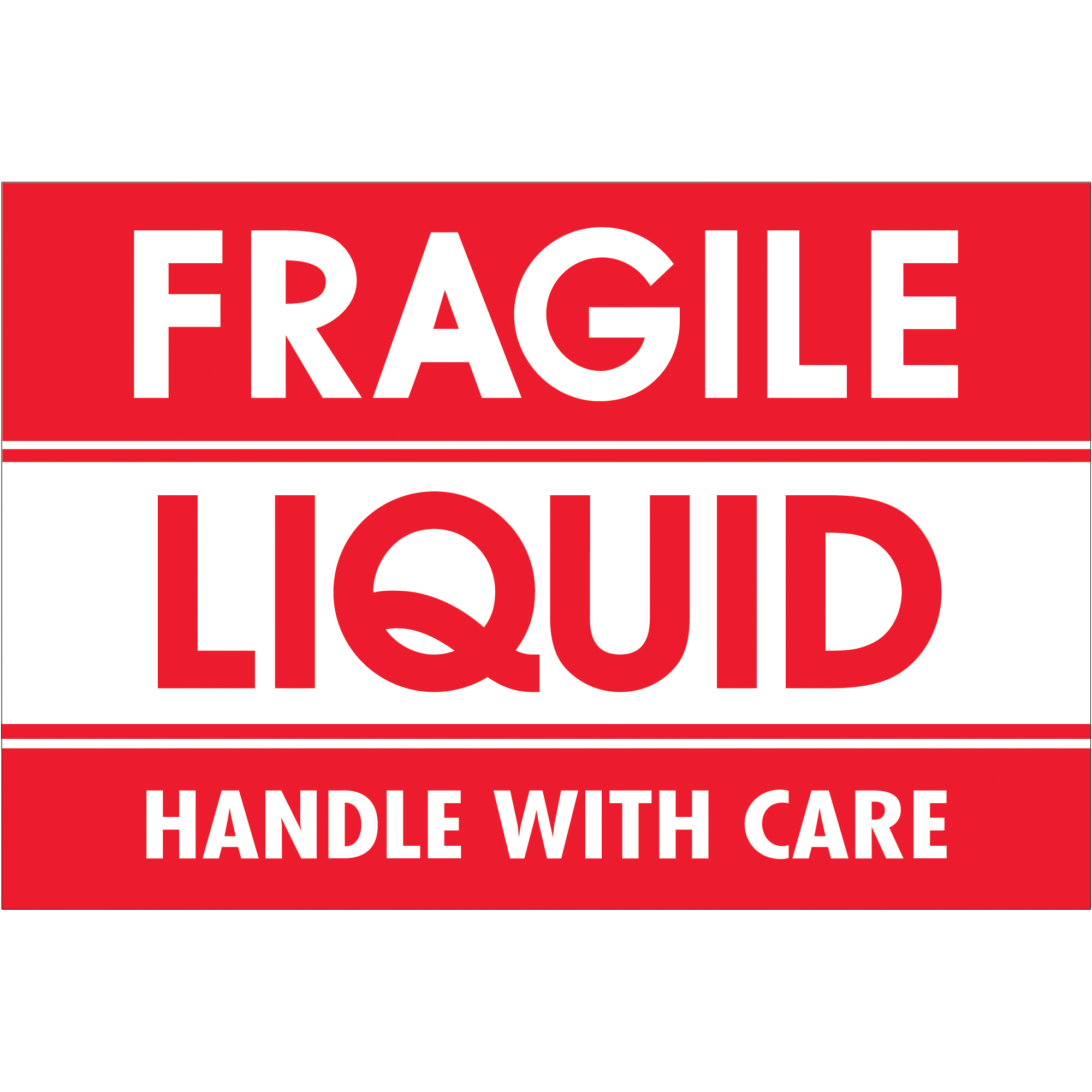 Tape Logic® Labels, "Fragile - Liquid - Handle With Care, 2" x 3", Red/White, 500/Roll