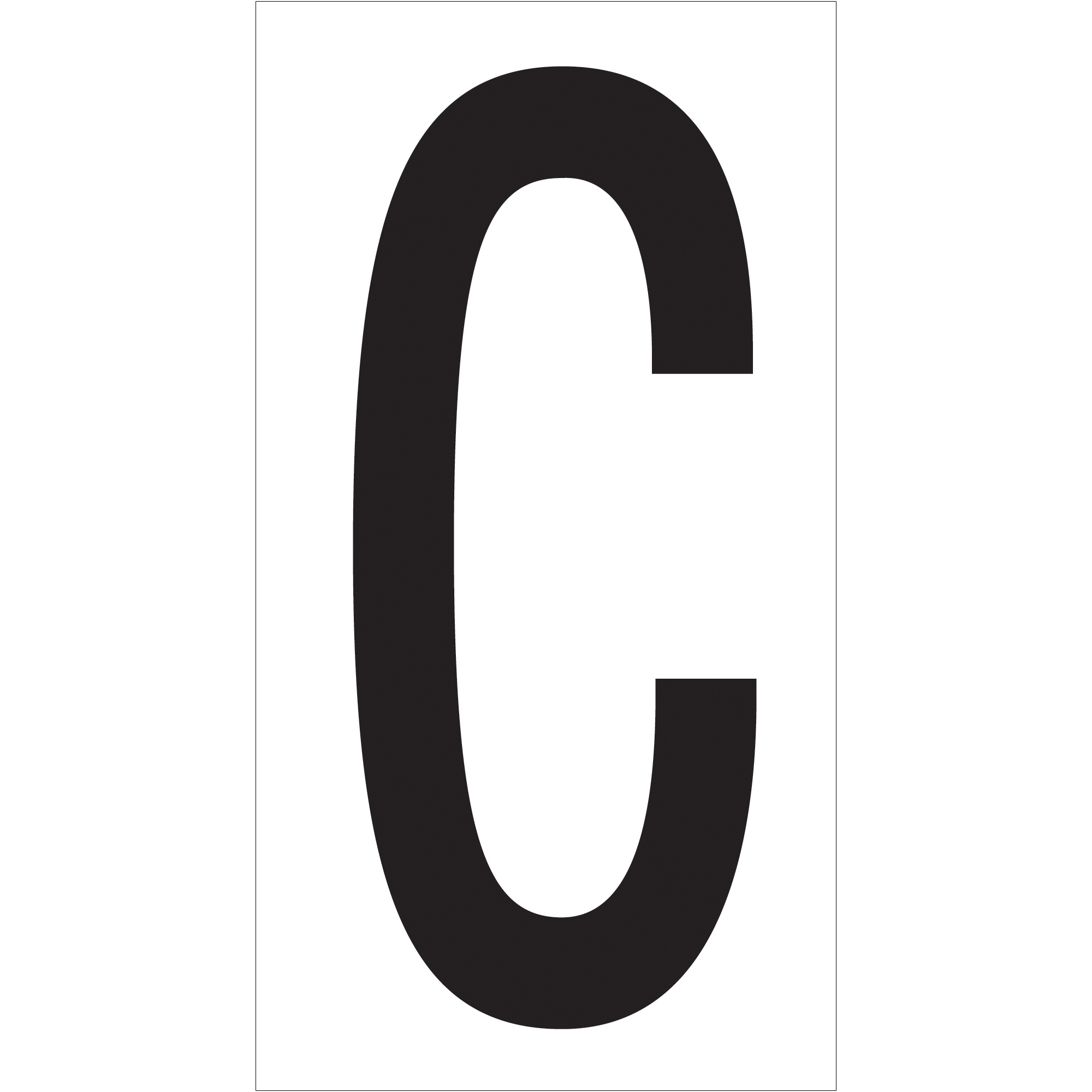 Vinyl Warehouse Letter Labels, "C", 3 1/2", Black/White, 50/Case