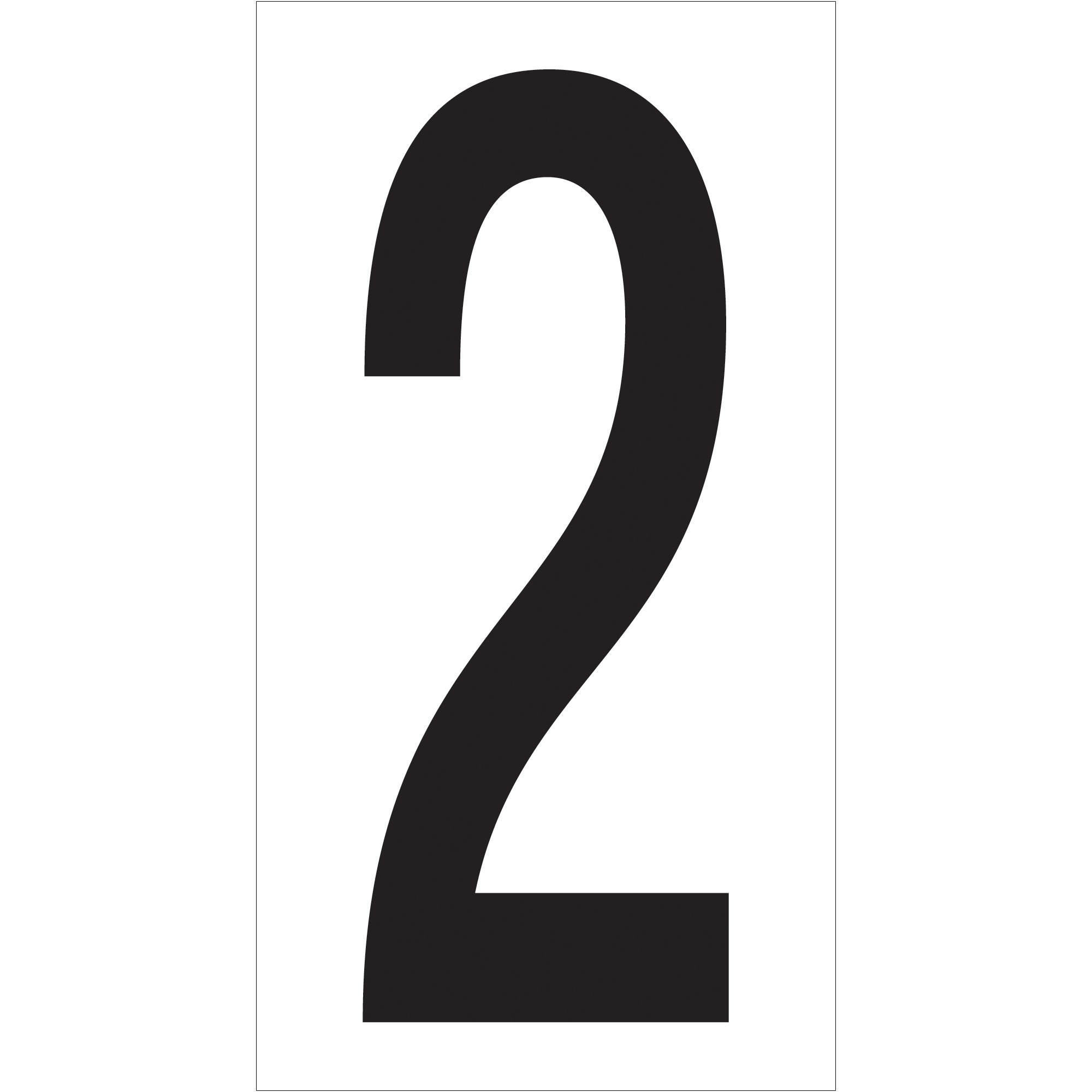 Vinyl Warehouse Number Labels, "2", 3 1/2", Black/White, 50/Case