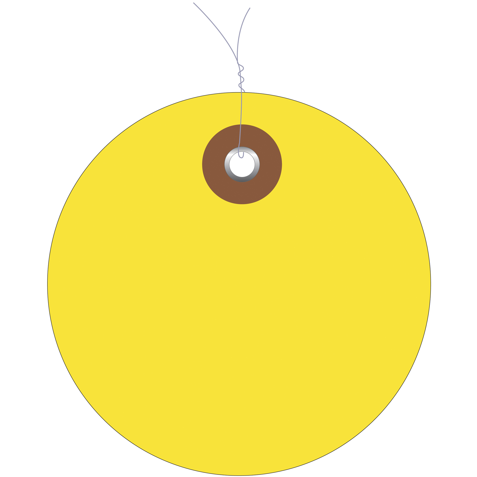 Plastic Circle Tags, Pre-Wired, 3", Yellow, 100/Each