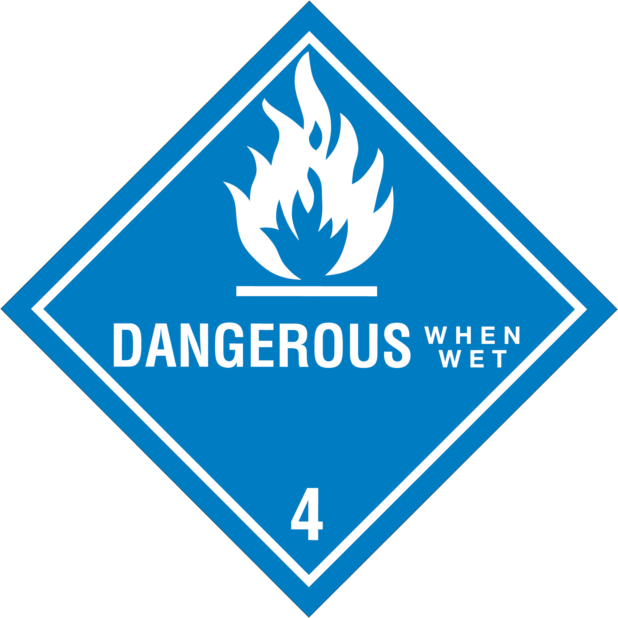 Tape Logic® Labels, "Dangerous When Wet - 4", 4" x 4", Blue/White, 500/Roll