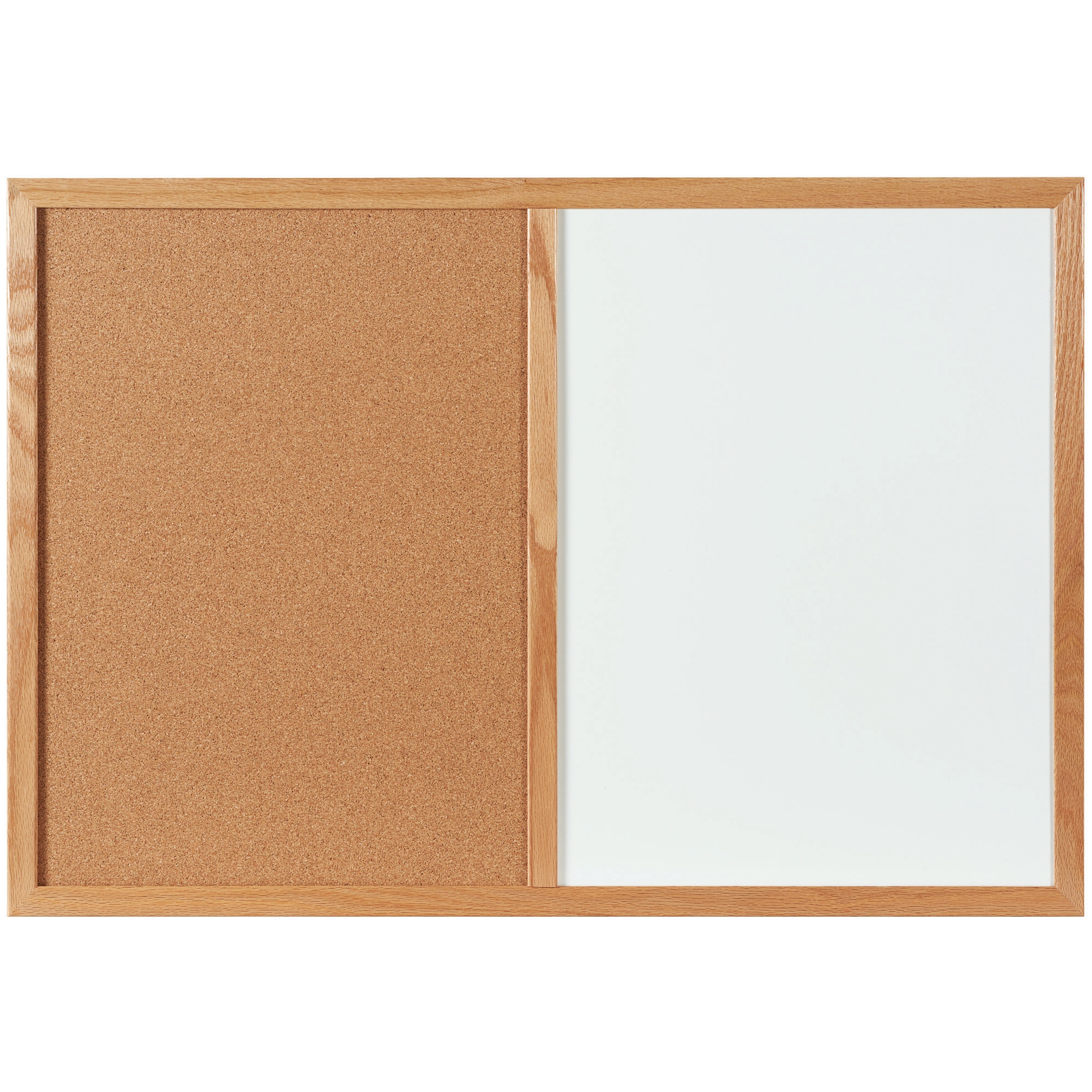 Combination Dry Erase/Cork Board, 3' x 2', Brown/White, 1/Each