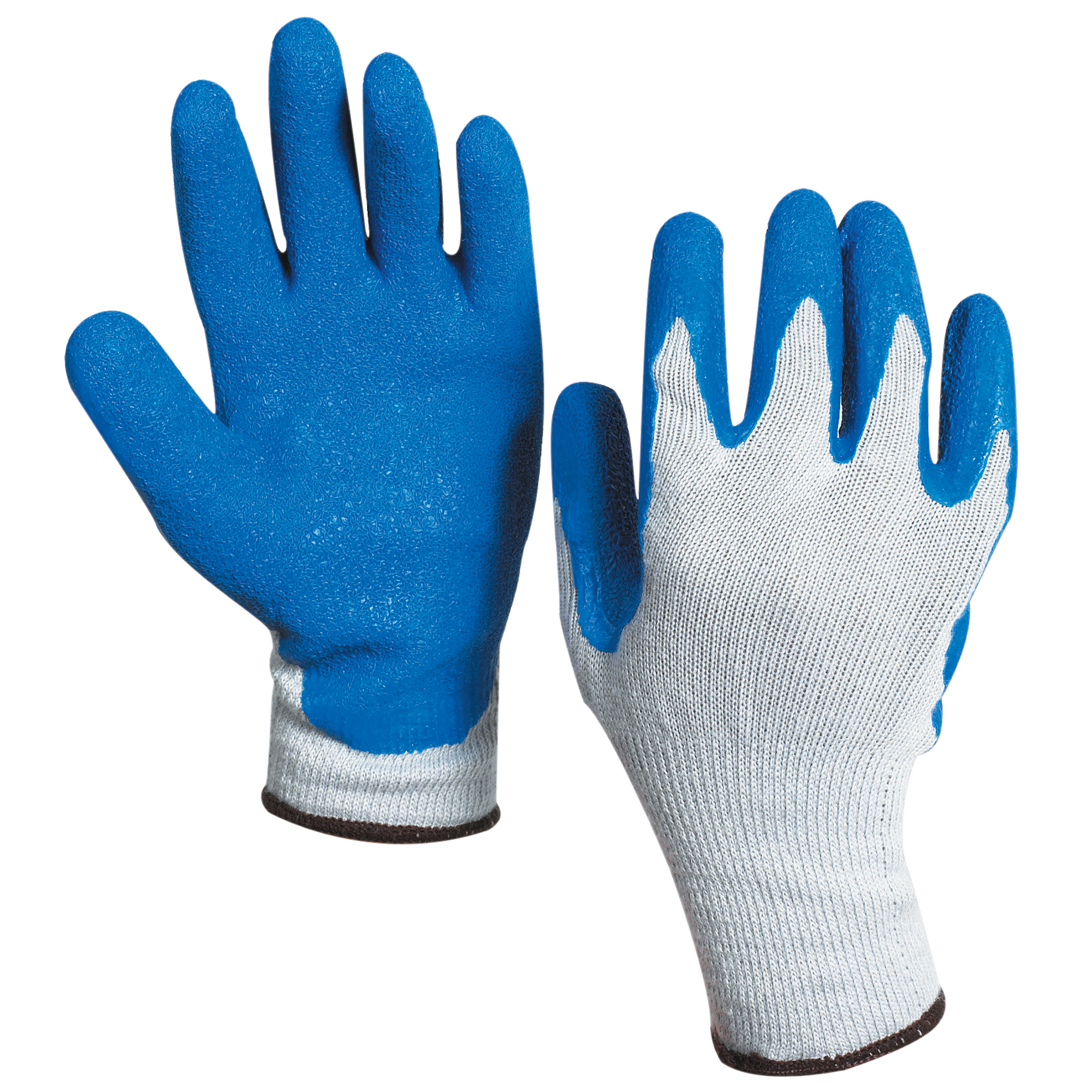 Rubber Coated Palm Gloves, Extra Large, White/Blue, 12 Pairs/Case