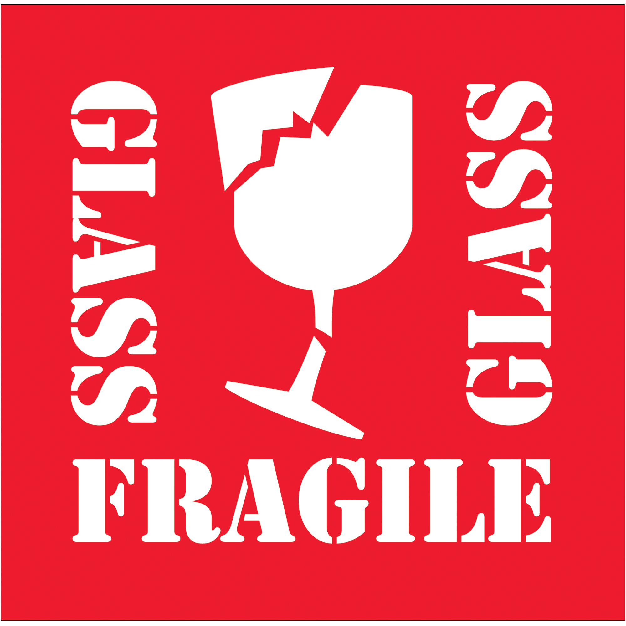 Tape Logic® Labels, "Fragile - Glass", 4" x 4", Red/White, 500/Roll