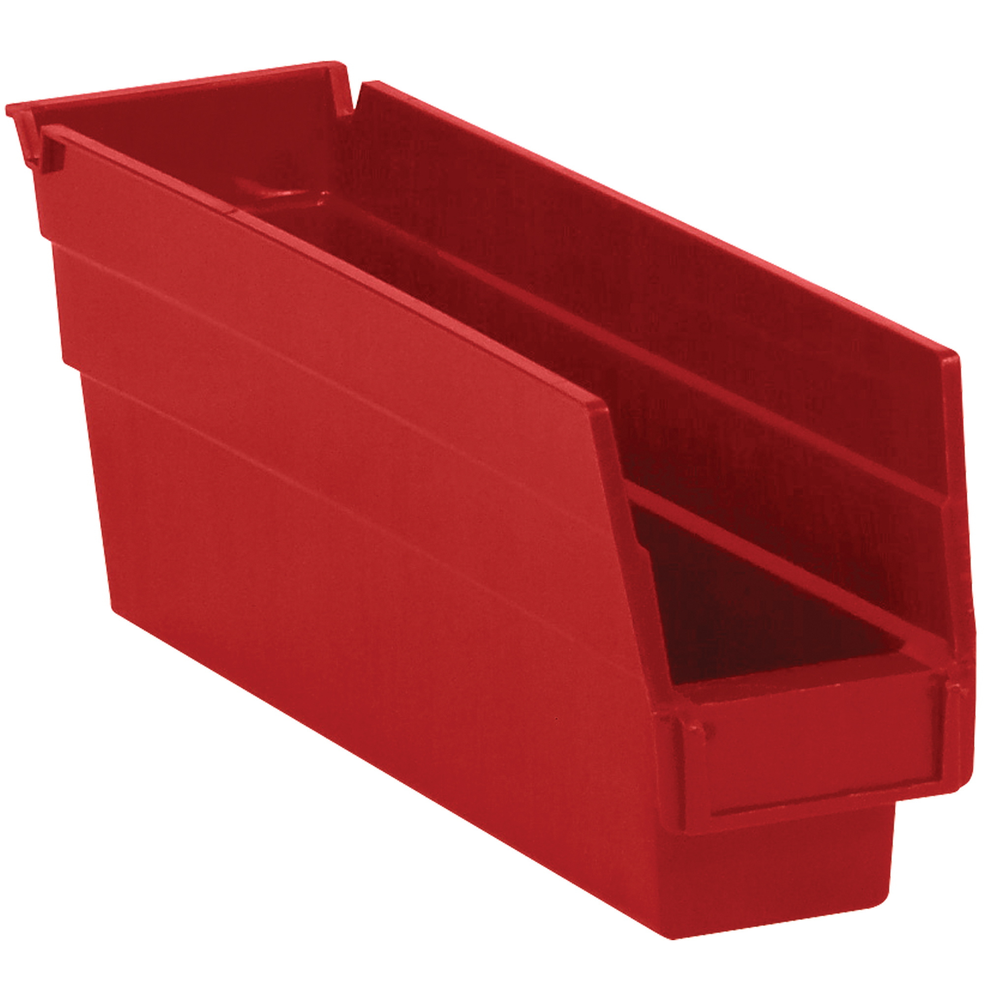 Plastic Shelf Bin Boxes, 11 5/8" x 2 3/4" x 4", Red, 36/Case