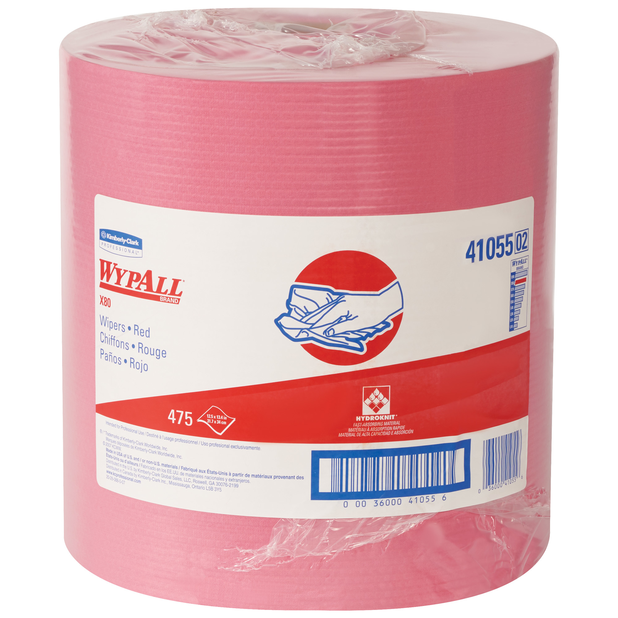 WypALL® X80 Shop Pro Wipers Jumbo Roll, Pink, 475/Case