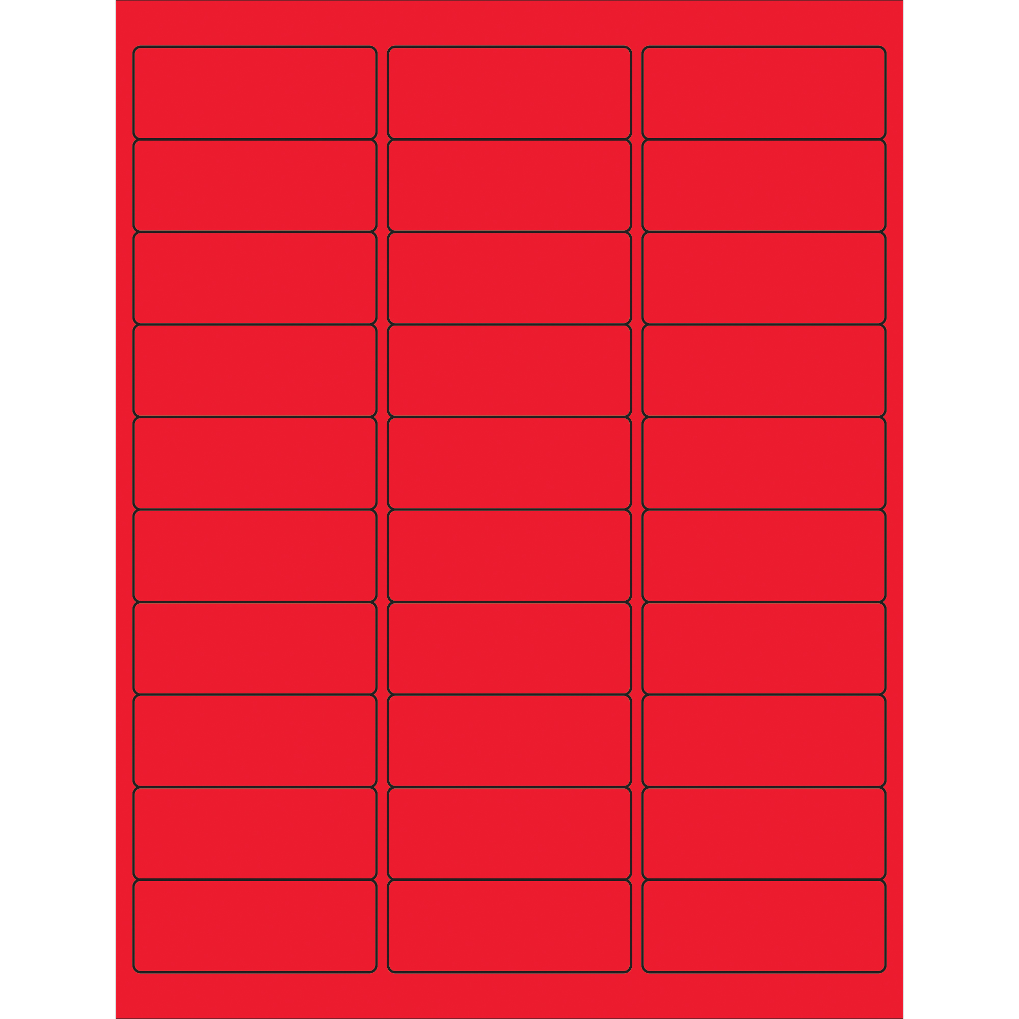 Tape Logic® Removable Rectangle Laser Labels, 2 5/8" x 1", Fluorescent Red, 3000/Case