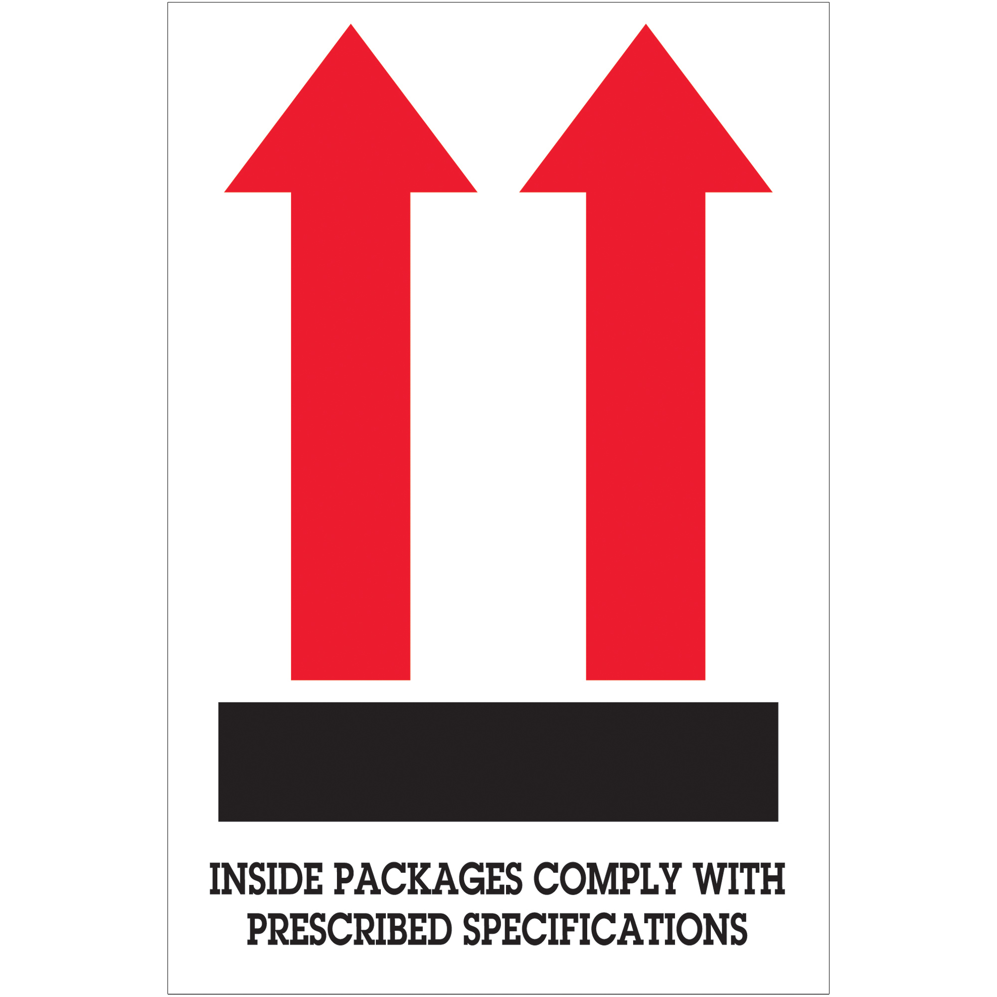 Tape Logic® Labels, "Inside Packages Comply…", Arrow, 4" x 6", Red/White/Black, 500/Roll