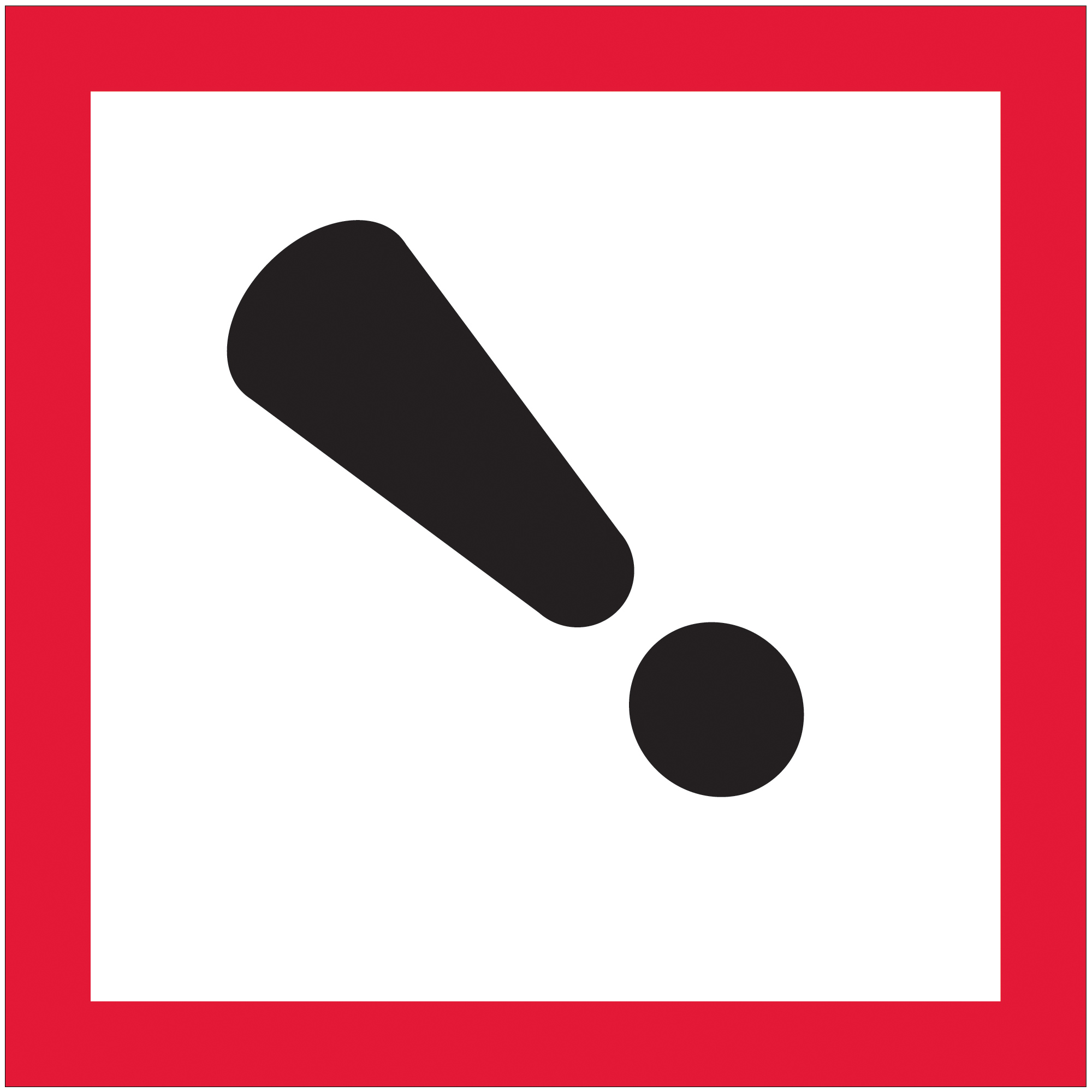 Tape Logic® Pictogram Labels, Exclamation Mark, 1" x 1", Black/Red/White, 500/Roll