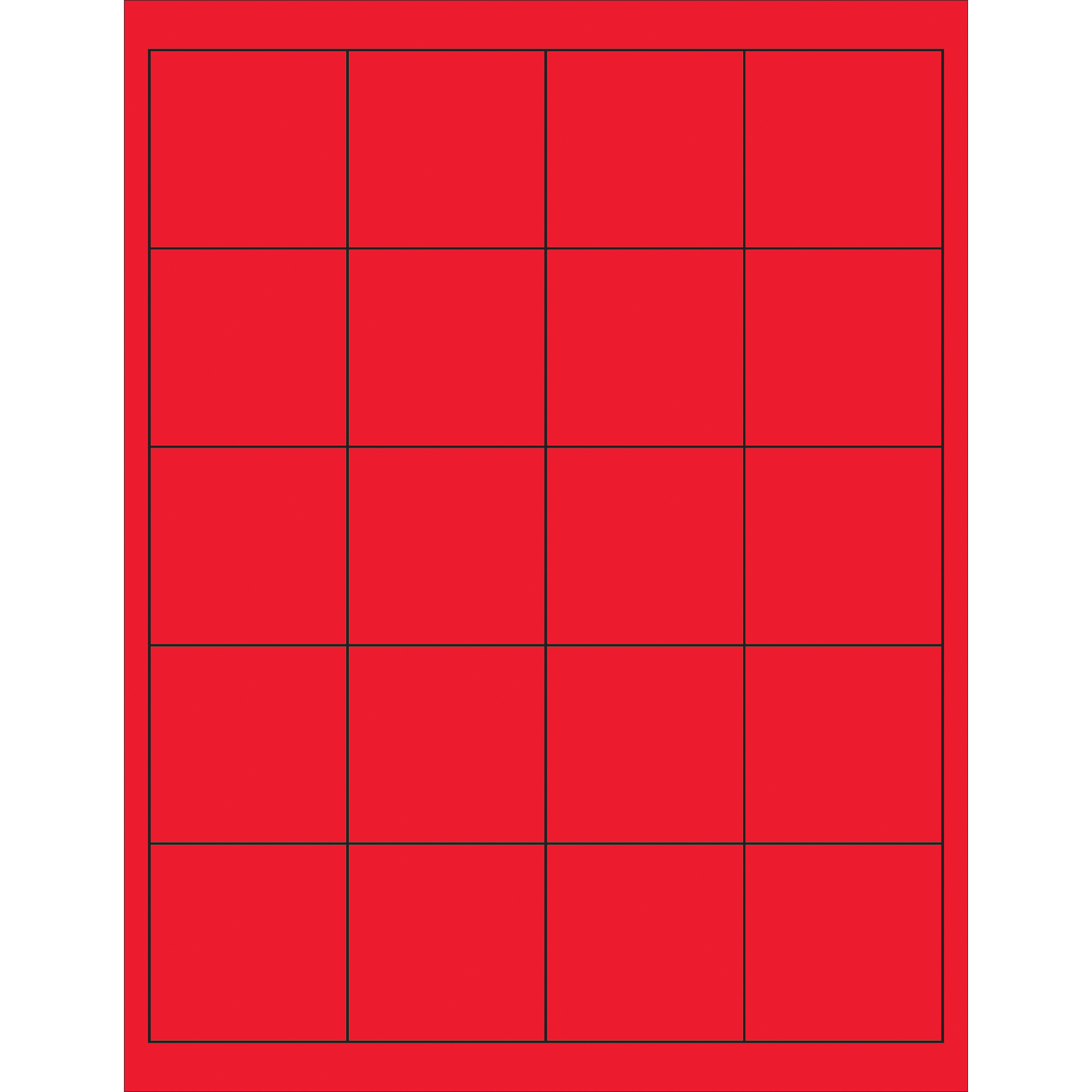 Tape Logic® Rectangle Laser Labels, 2" x 2", Fluorescent Red, 2000/Case