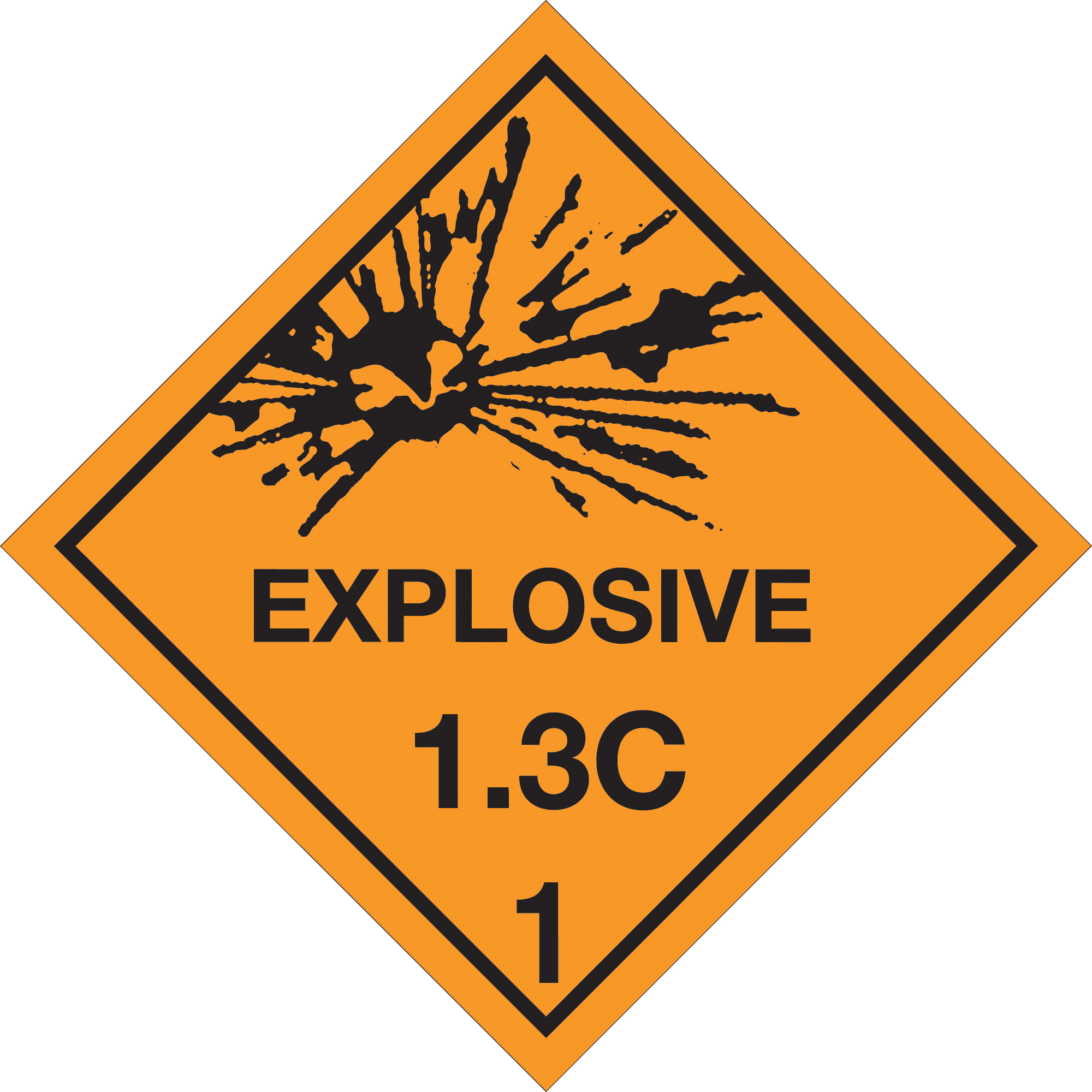 Tape Logic® Labels, "Explosive - 1.3C - 1", 4" x 4", Orange/Black, 500/Roll