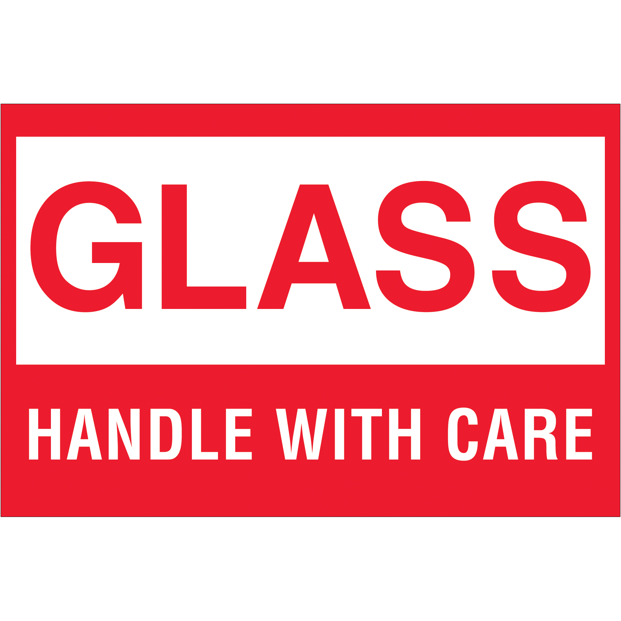 Tape Logic® Labels, "Glass - Handle With Care, 2" x 3", Red/White, 500/Roll