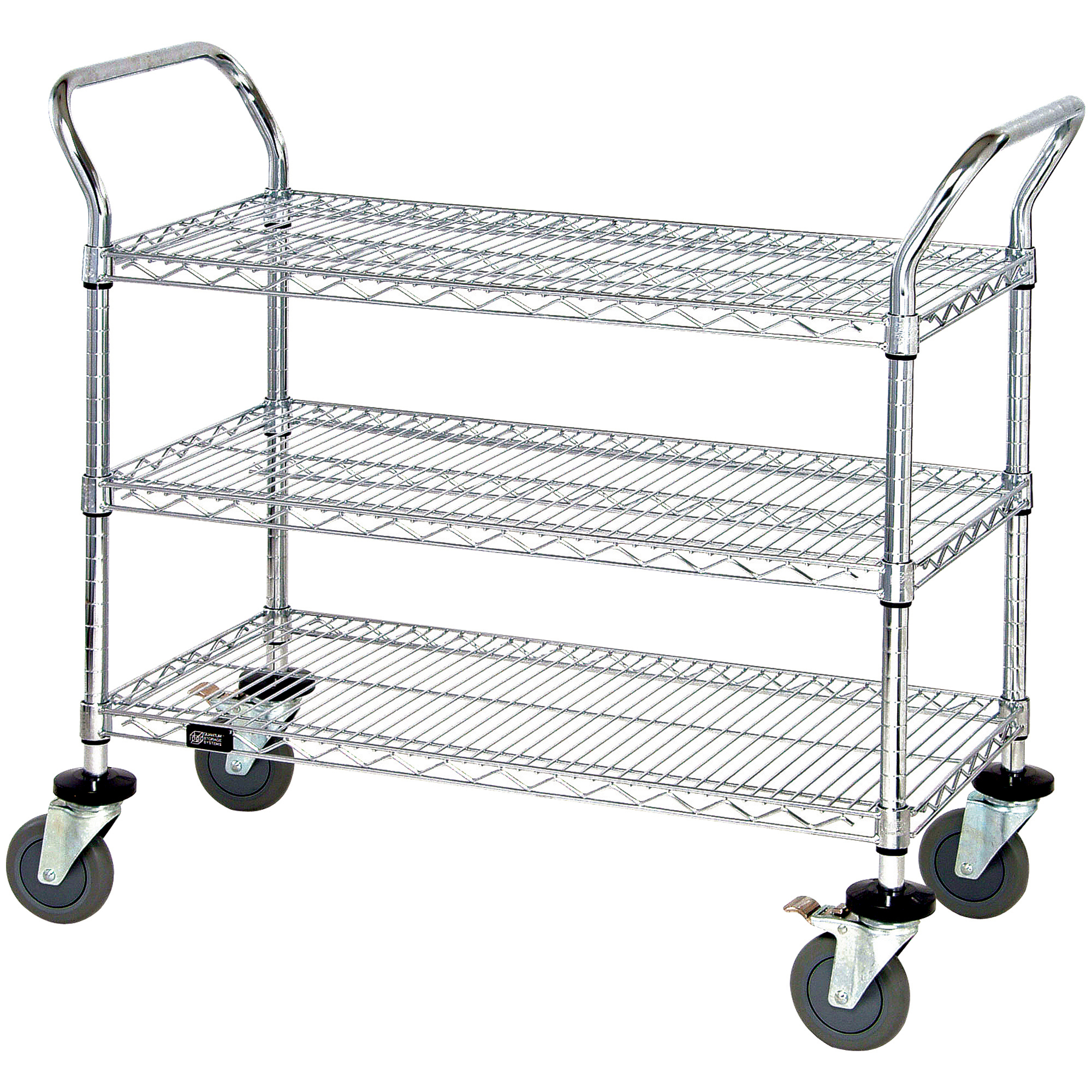 Heavy-Duty Wire Cart, 3 Shelf, 48" x 24" x 38", Silver, 1/Case