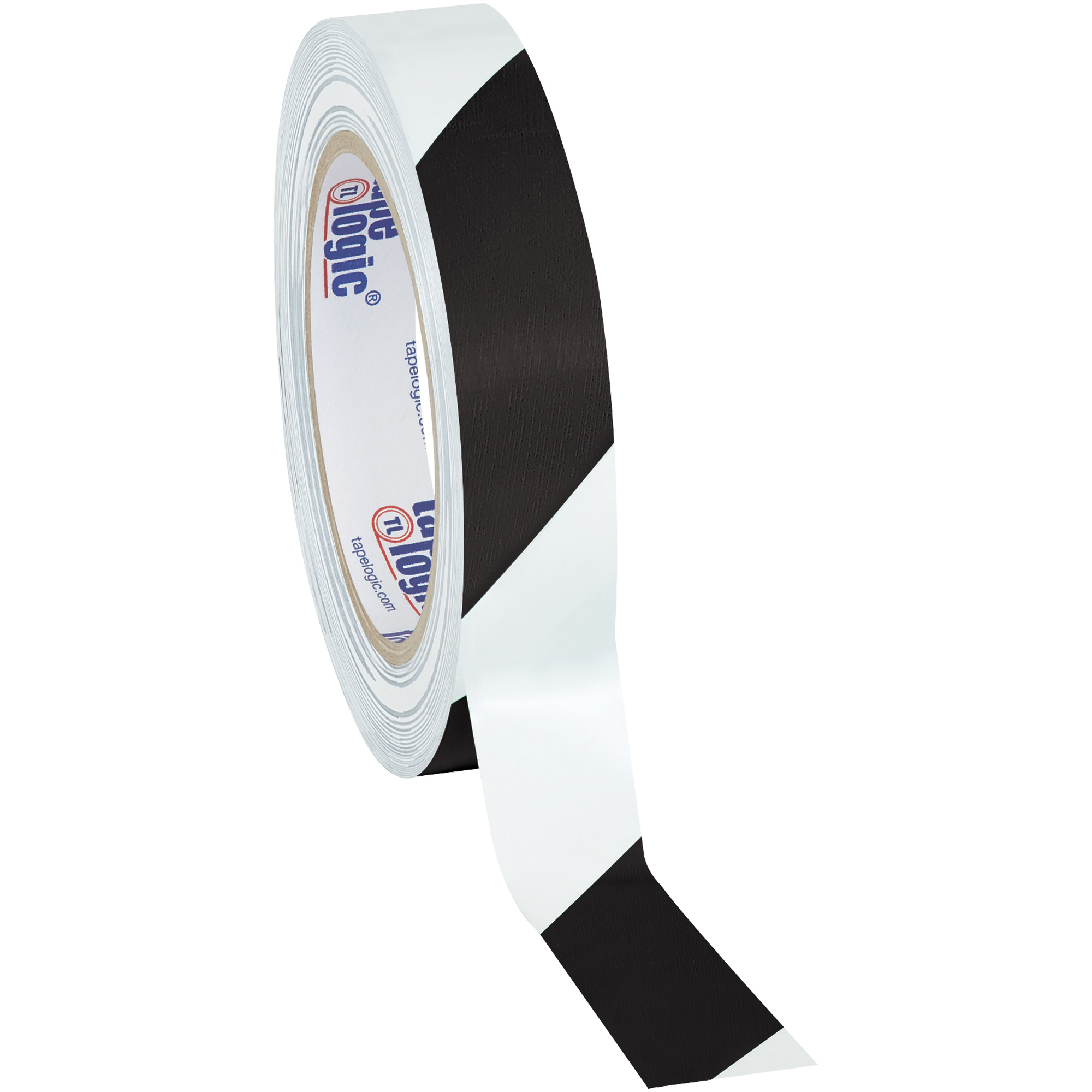 Tape Logic® Striped Vinyl Tape, 7.0 Mil, 1" x 36 yds., Black/White, 3/Case