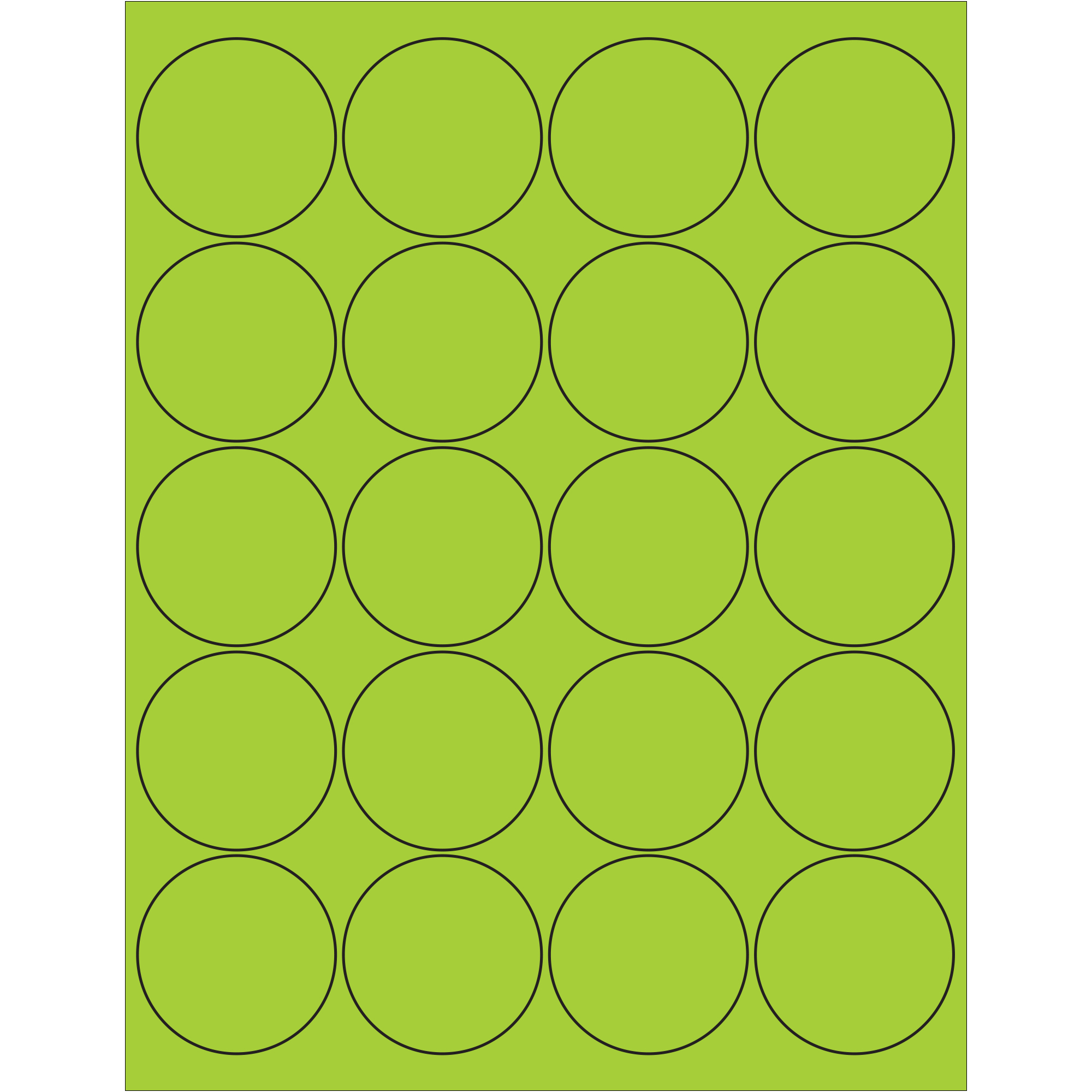 Tape Logic® Circle Laser Labels, 2", Fluorescent Green, 2000/Case