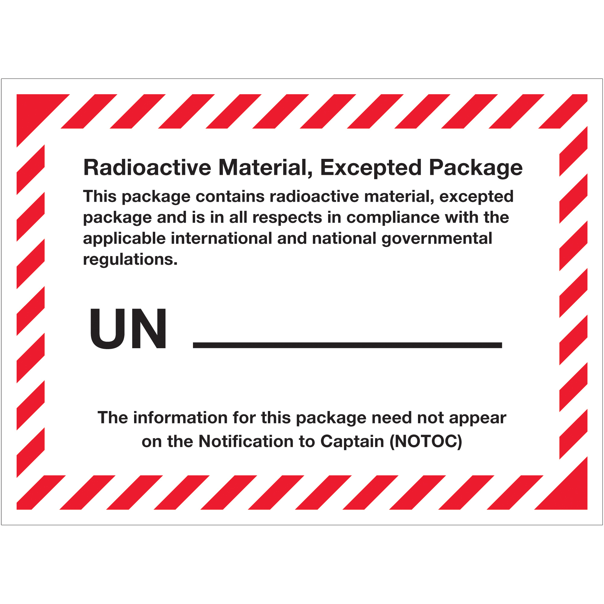 Tape Logic® Labels, "Radioactive Material, Excepted Package", 4 3/8" x 3 1/4", Blue/White, 500/Roll