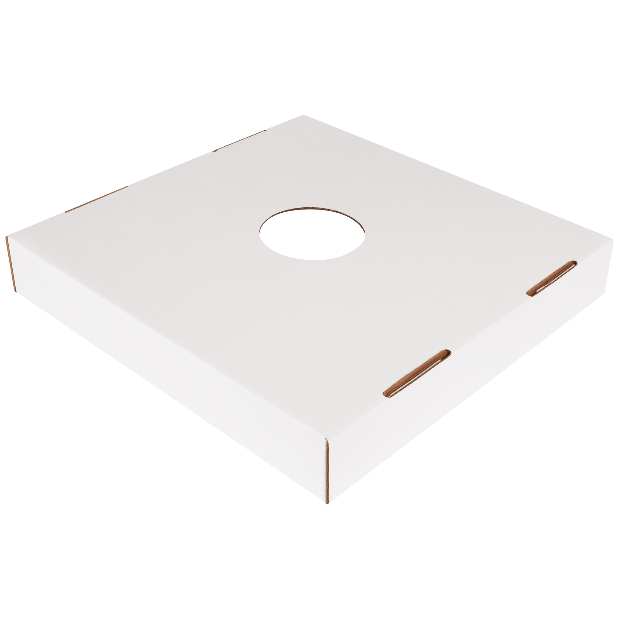 Corrugated Trash Can Lid with Hole, 40 and 50 Gallon, 18" x 18" x 3", White, 10/Bundle