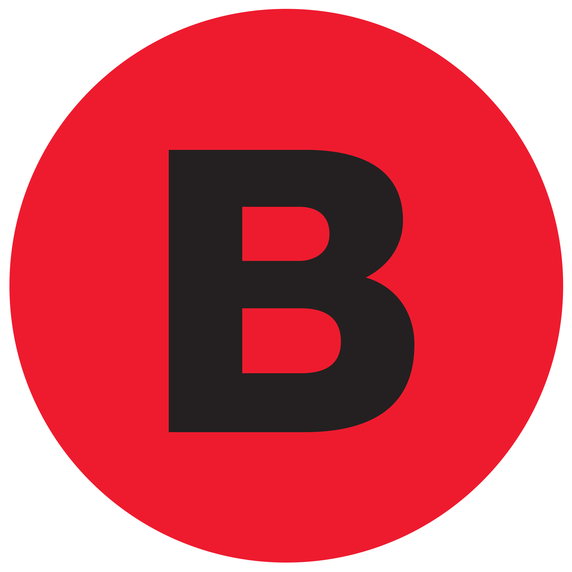 Tape Logic® Letter Labels, "B", 1" Circle, Fluorescent Red, 500/Roll