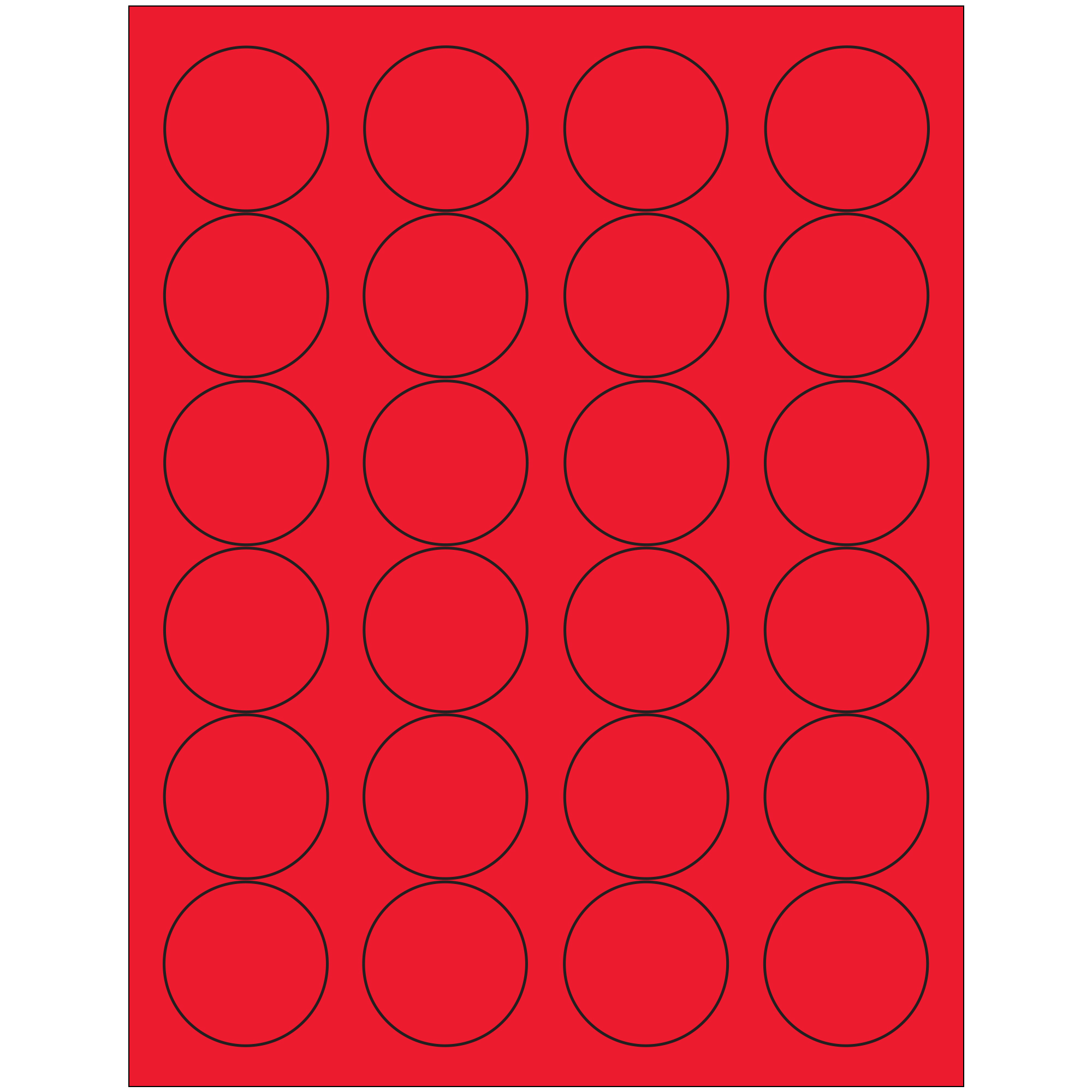 Tape Logic® Fluorescent Circle Laser Labels, 1 2/3", Fluorescent Red, 2400/Case