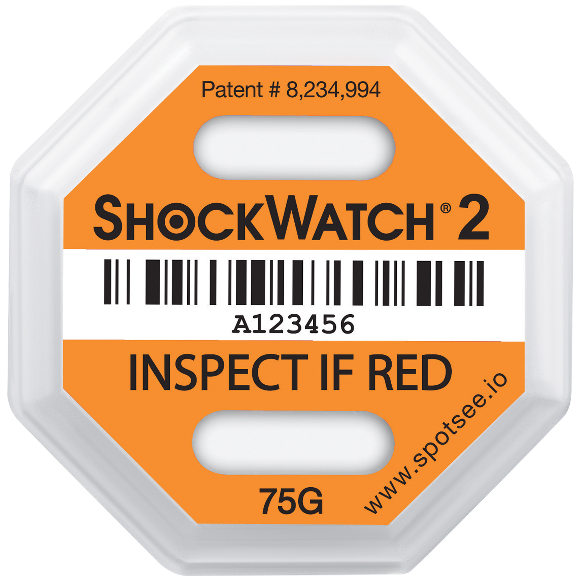 75G Shockwatch® 2 Indicators, 3 3/4" x 3 3/4", Orange, 50/Case
