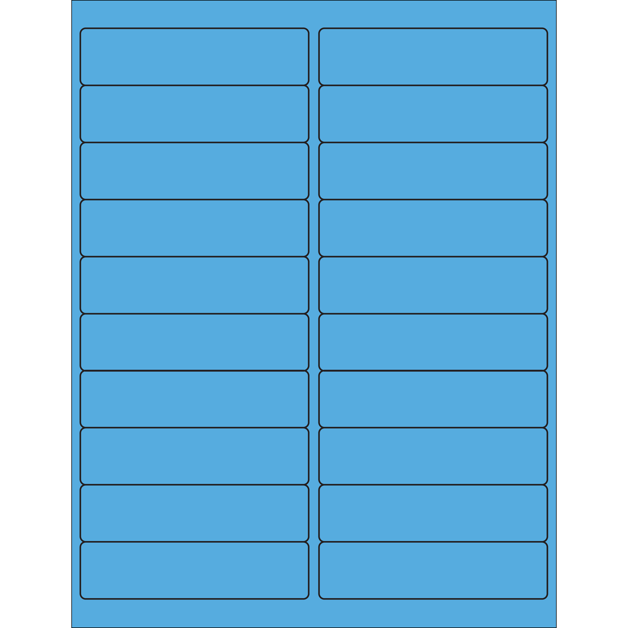 4 x 1" Fluorescent Blue Rectangle Laser Labels 100 SHEETS